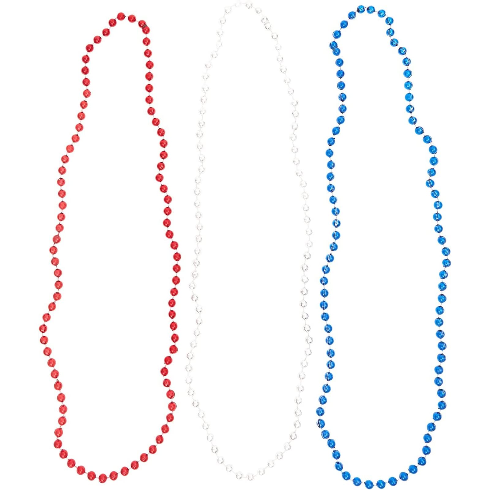 Sparkle and Bash Patriotic Beaded Necklaces - 72 Pack for 4th of July Celebrations, Independence Day Party Favors, Red White & Blue Accessories for Parades, BBQs & Firework Shows