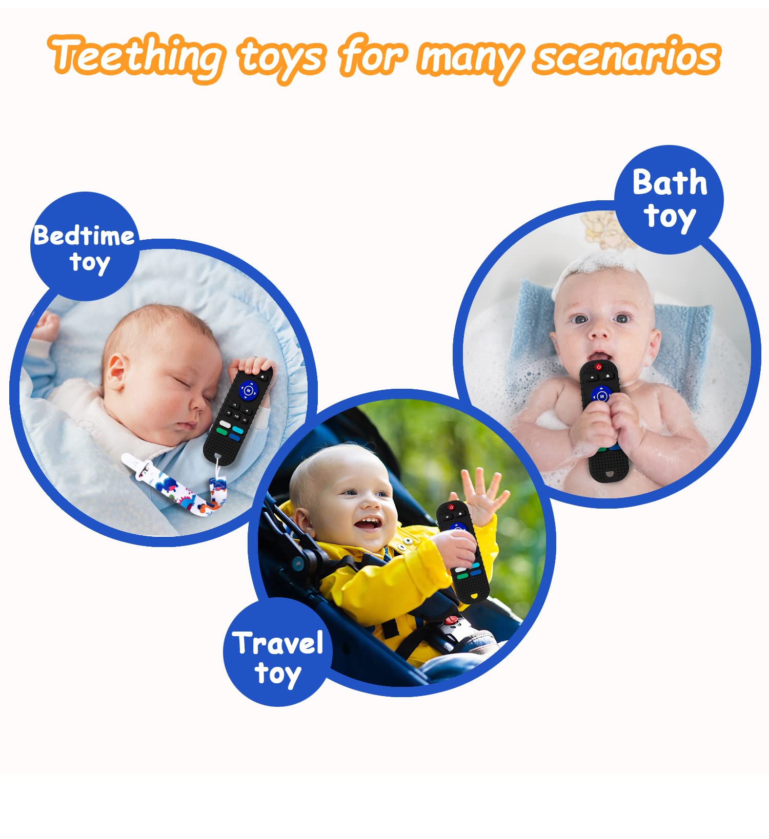 **Soft Silicone Teething Toys for Babies 6-12 Months - Safe & BPA-Free Chew Toys for Toddlers, Boys & Girls | Remote Control Shape Teether Gift Set (Black) | Perfect for Soothing Sore Gums & Encouraging Sensory Play**