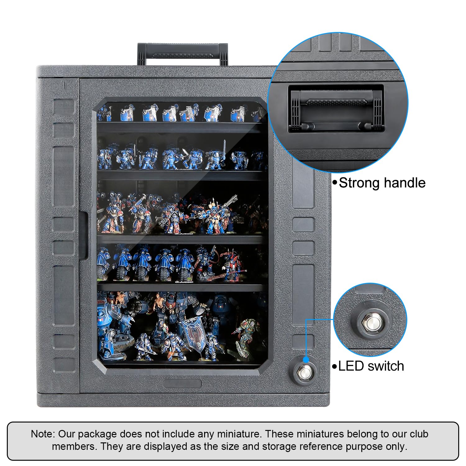 Jucoci Miniatures Storage Case - Large Size with LED Light for Tabletop Games, Warhammer & RPG Transport | Durable & Portable Organizer