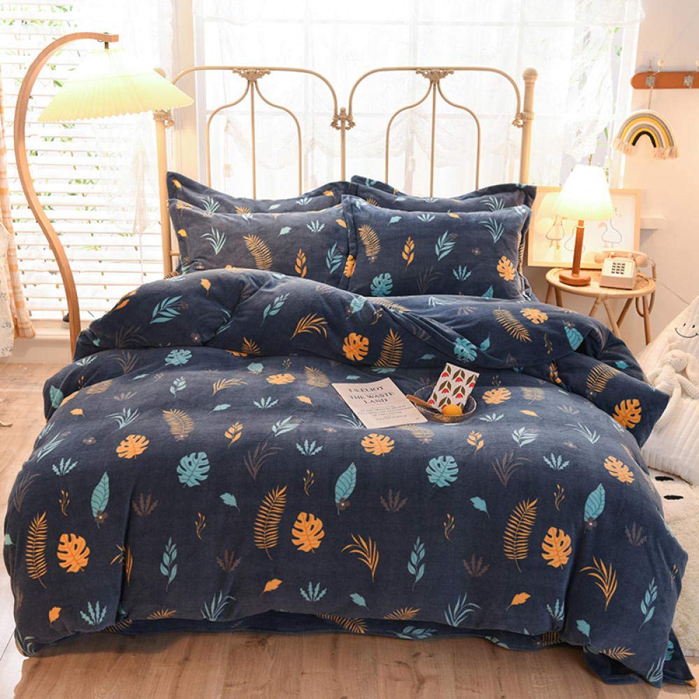 King Size Duvet Cover Set - 2020 New Winter Thick Milk Velvet 4-Piece Flannel Bedding with Gold Mink Velvet Texture (200x230cm) - Perfect for Cozy Winter Nights & Luxury Bedroom Decor