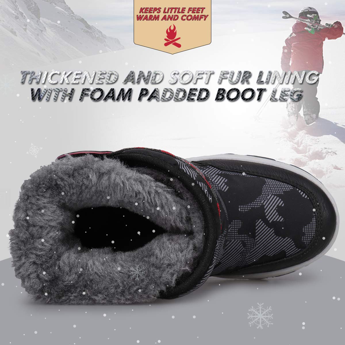 **Waterproof Winter Snow Boots for Boys - Warm Fur Lined Slip-Resistant Kids Snow Boots for Toddler & Little Boys - Perfect for Outdoor Play & Cold Weather Adventures**
