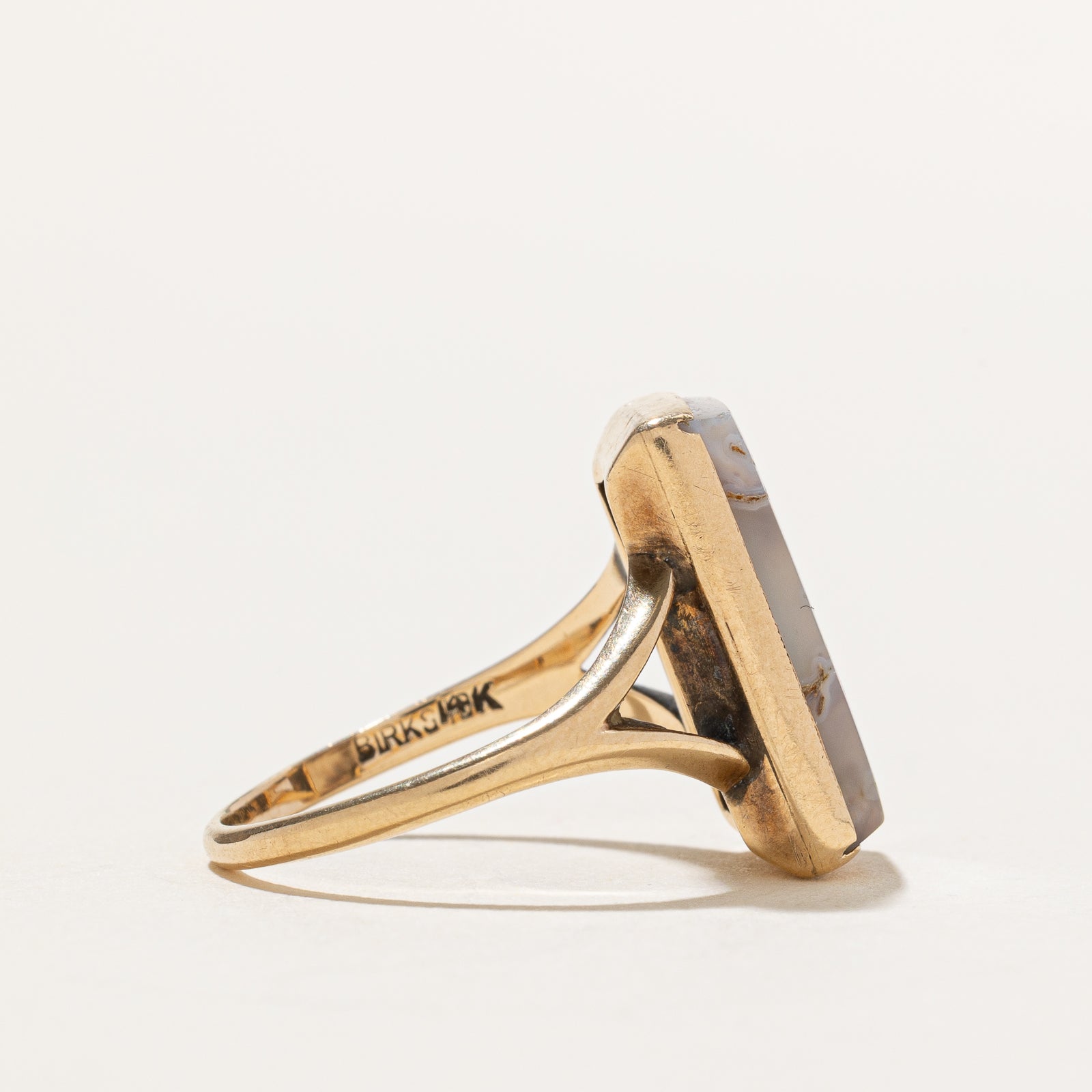 Birks' Agate Cocktail Ring - 6.00ct Genuine Stone - Size 6.25 - Elegant Statement Jewelry for Parties, Weddings & Special Occasions