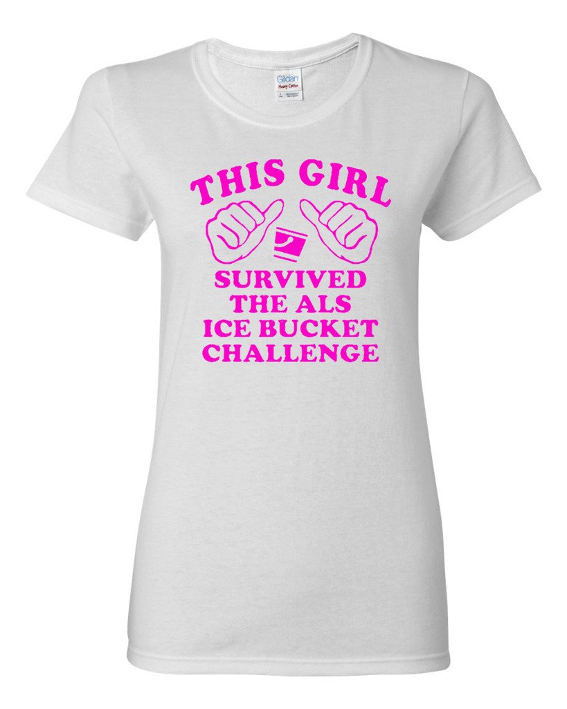 Women's 'This Girl Survived The ALS Ice Bucket Challenge' Funny Graphic T-Shirt - Comfortable Cotton Tee for Casual Wear, Fundraising Events & ALS Awareness