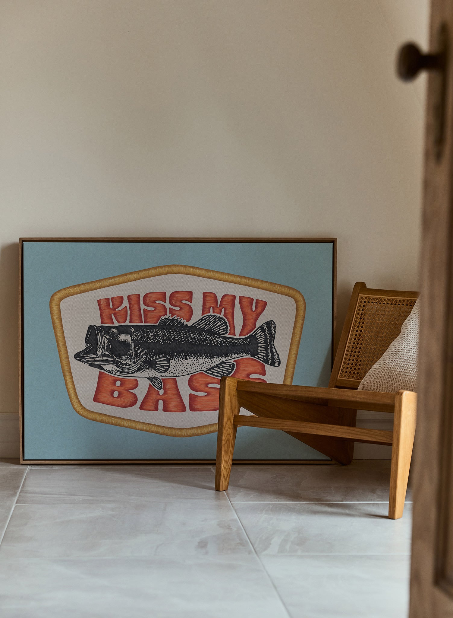 Kiss My Bass Poster - Funny Fishing Wall Art Decor for Anglers, Man Cave, Office & Home - Perfect Gift for Bass Lovers & Fishing Enthusiasts