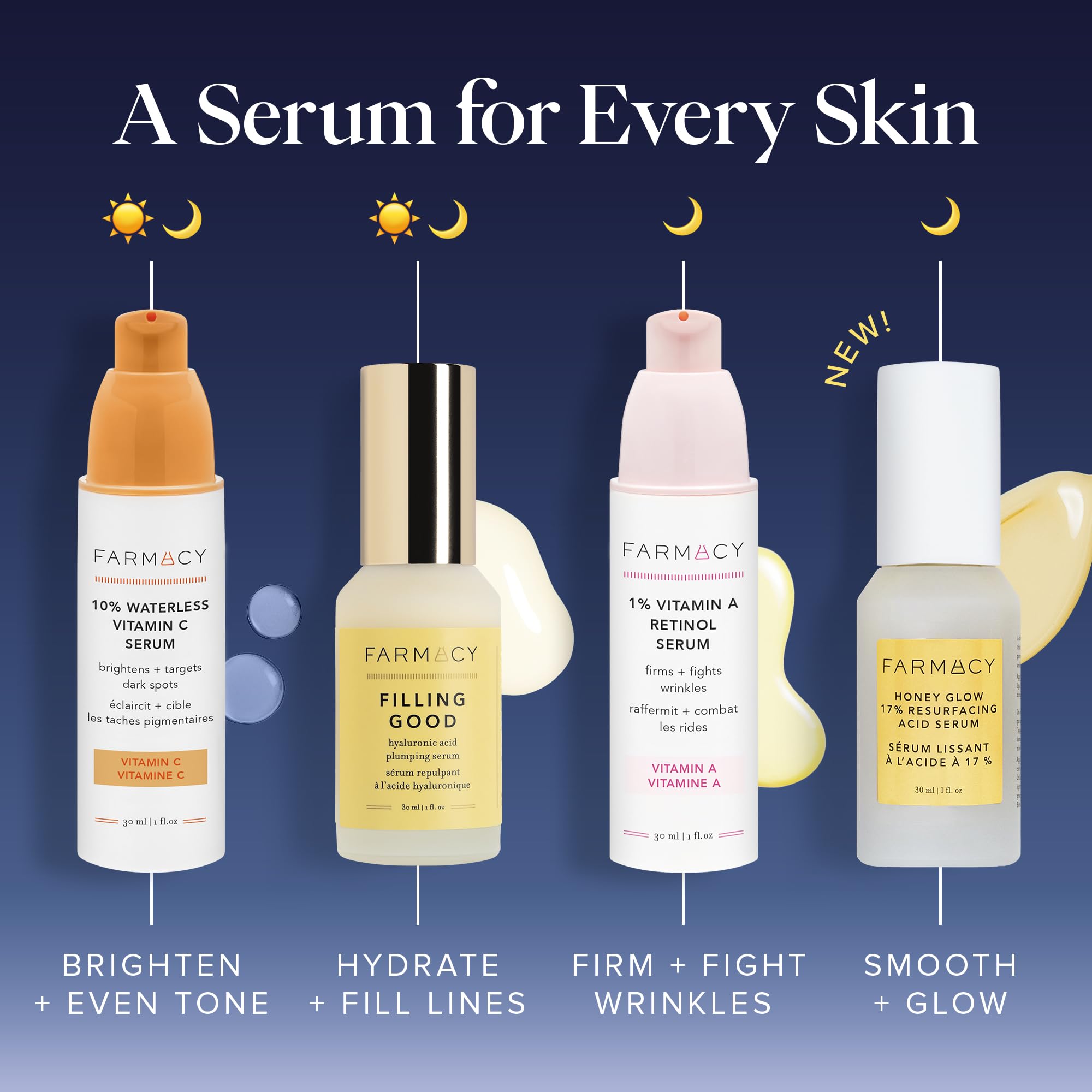 Farmacy Honey Glow 17% AHA BHA Exfoliating Serum with Salicylic Acid - Pore Minimizing & Skin Resurfacing Treatment - Hydrating Face Serum for Smooth Texture & Radiant Glow (30ml) - Perfect for Nighttime Skincare Routine & Pre-Makeup Prep