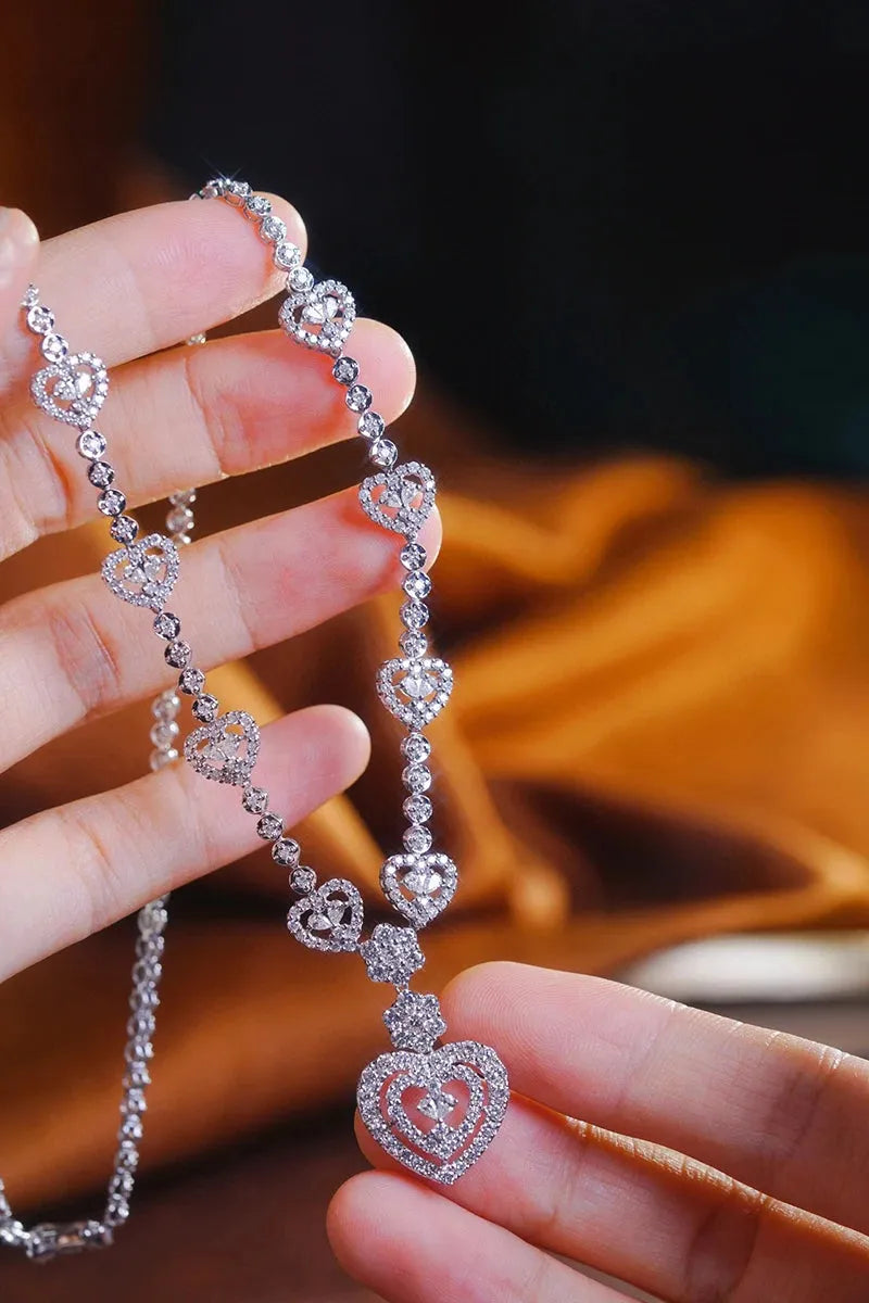 18K White Gold Vintage Palace Style Diamond Necklace for Women - 5.3 Carat Real Natural Diamond Wedding Jewelry | Perfect for Bridal, Anniversary, and Special Occasion Gifts