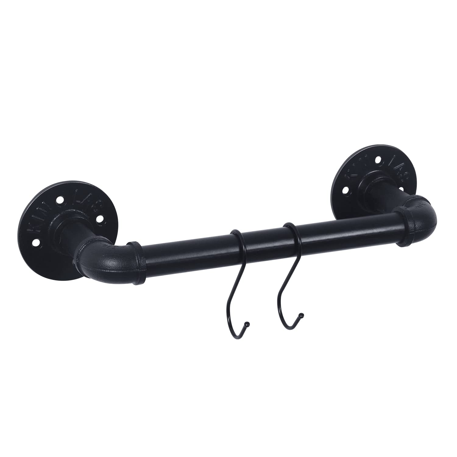 HouseAid 9 Inch Industrial Pipe Towel Bar - Matte Black Farmhouse Iron Hand Towel Holder with Hook - Vintage Style Wall Mounted Bathroom Towel Rod for Rustic & Modern Home Decor - Perfect for Farmhouse, Industrial, or Vintage Style Bathrooms