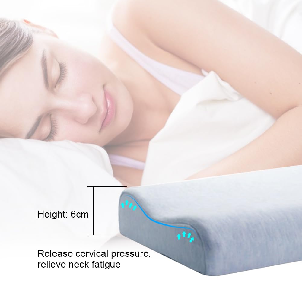 Ultra Thin 6CM Contour Memory Foam Pillow for Stomach & Back Sleepers - Slim Low Profile Bed Pillow with Neck Support & Washable Cover - Perfect for Side Sleeping, Travel & Home Use
