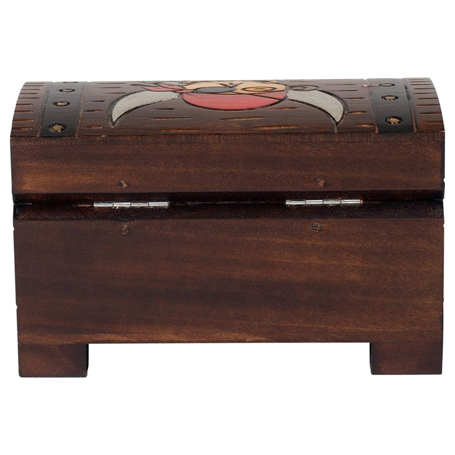 Handmade Pirate Chest Wooden Jewelry Box - Antique Treasure Keepsake Box for Necklaces, Rings & Collectibles - Perfect for Pirate Themed Decor, Gifts & Costume Accessories