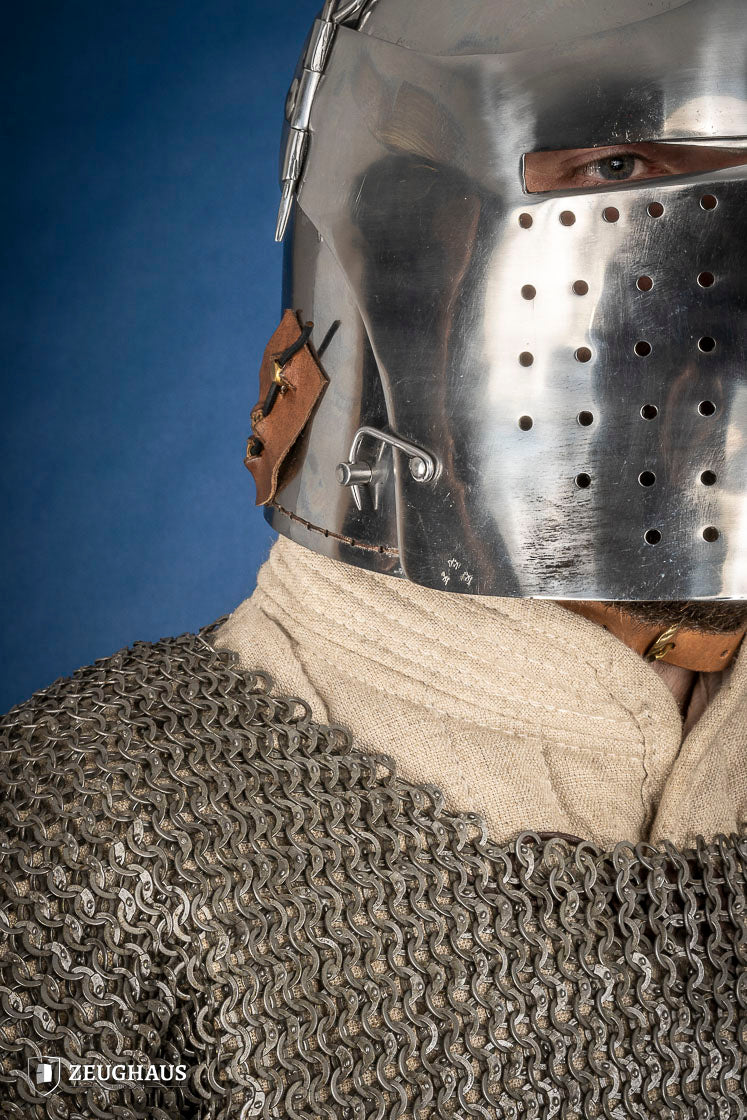 2mm Polished Bascinet Helmet - Medieval Knight Armor Replica for LARP, Cosplay & Historical Reenactment