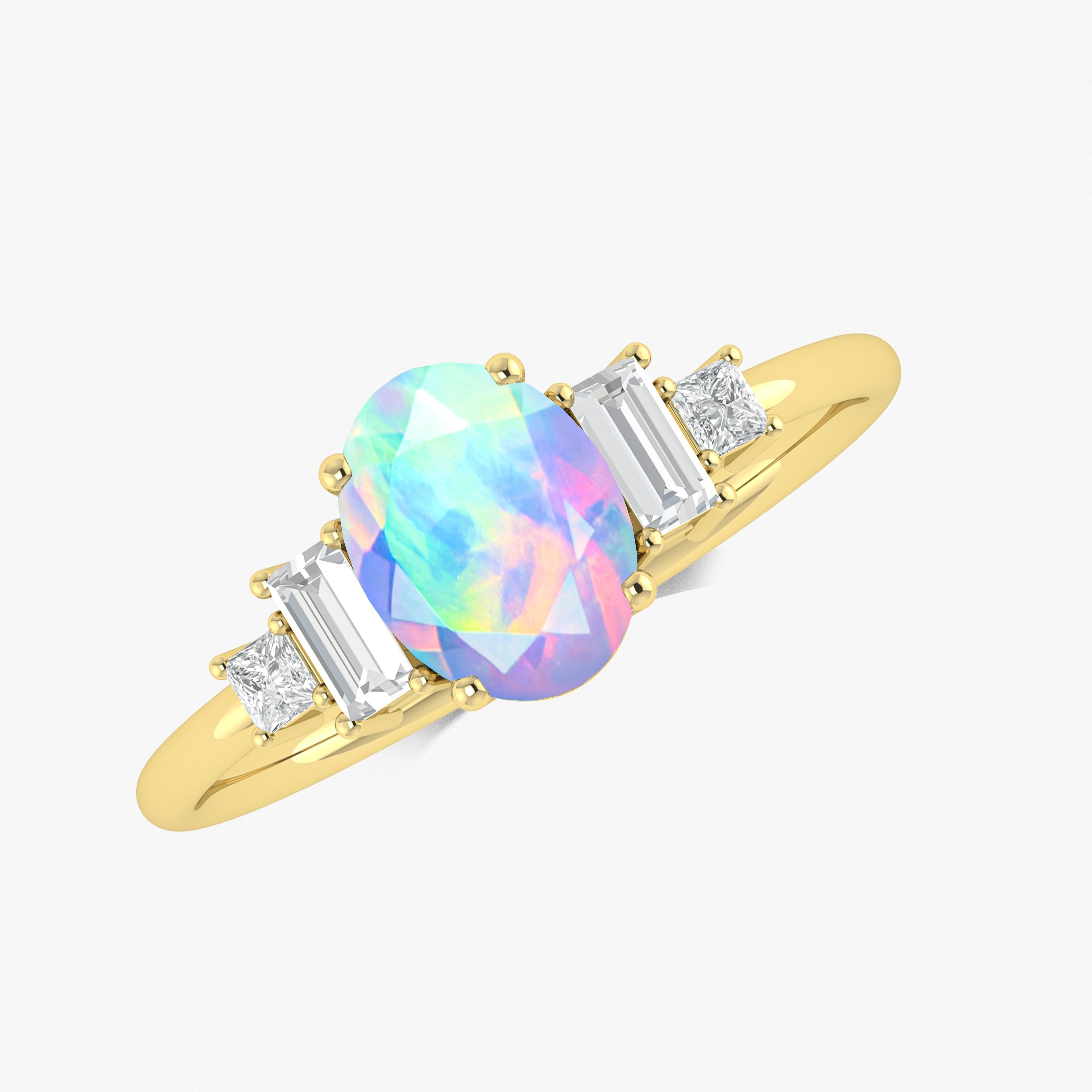 White Genuine Opal and CZ Gemstone Ring - Elegant Sterling Silver Jewelry for Women | Perfect for Weddings, Anniversaries & Special Occasions