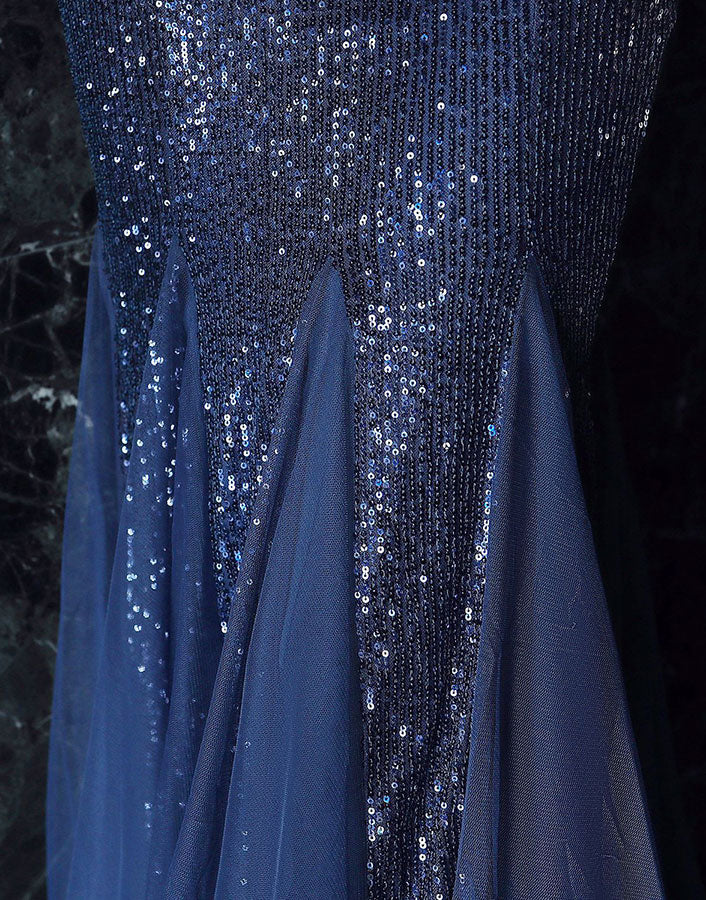 Elegant V-Neck Sequined Mermaid Fishtail Maxi Evening Dress for Women - Perfect for Prom, Wedding, and Formal Events