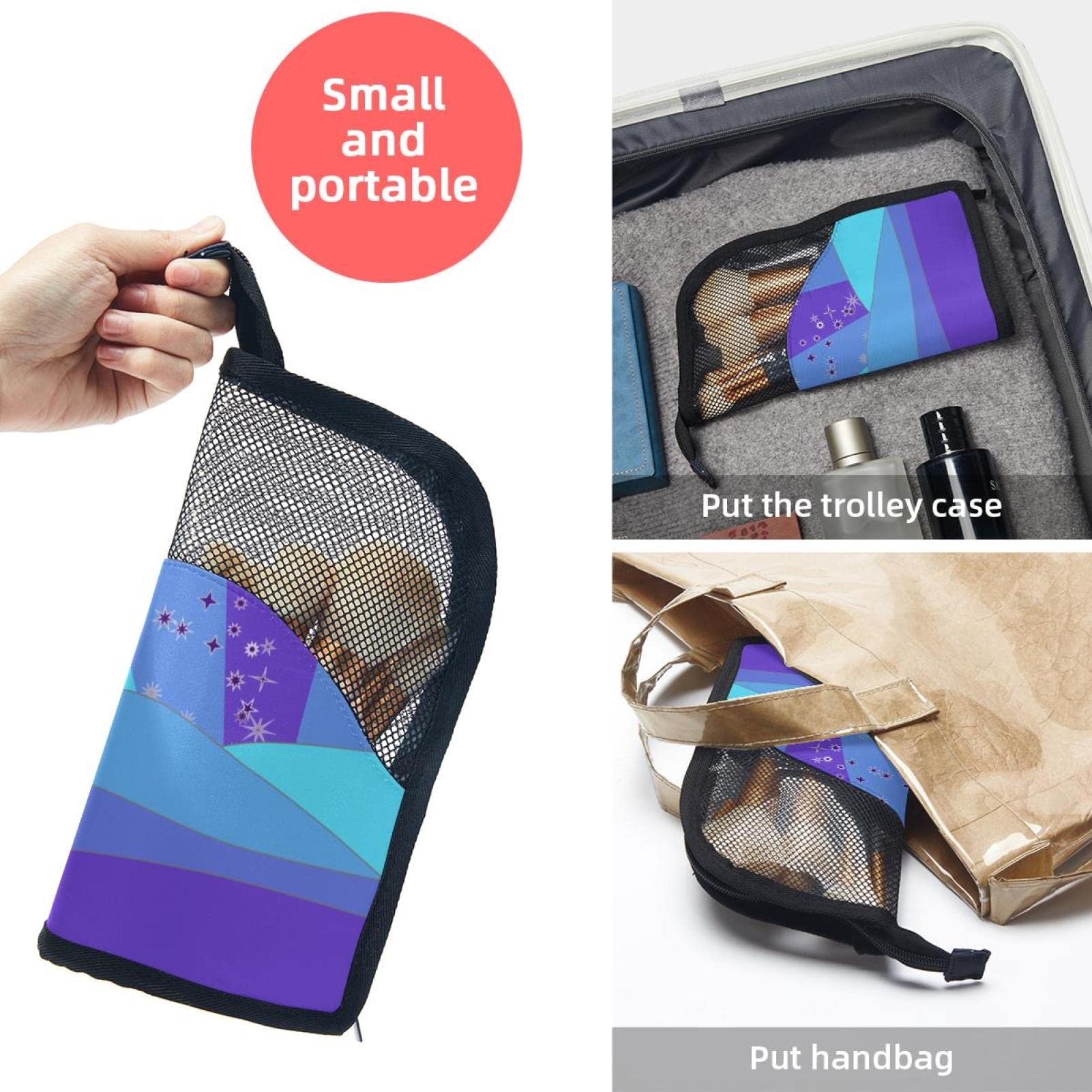 12-Piece Makeup Brush Organizer Bag with Starry Night Design - Portable Cosmetic Brush Holder Case for Travel & Home Storage (Purple Blue) - Perfect for Makeup Artists & Beauty Enthusiasts