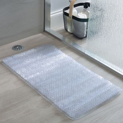 Andover Clear Grass Textured Non-Slip Bath Tub Mat 455917 - Perfect for Bathroom Safety and Comfort, Anti-Slip Shower Floor Mat for Kids & Adults
