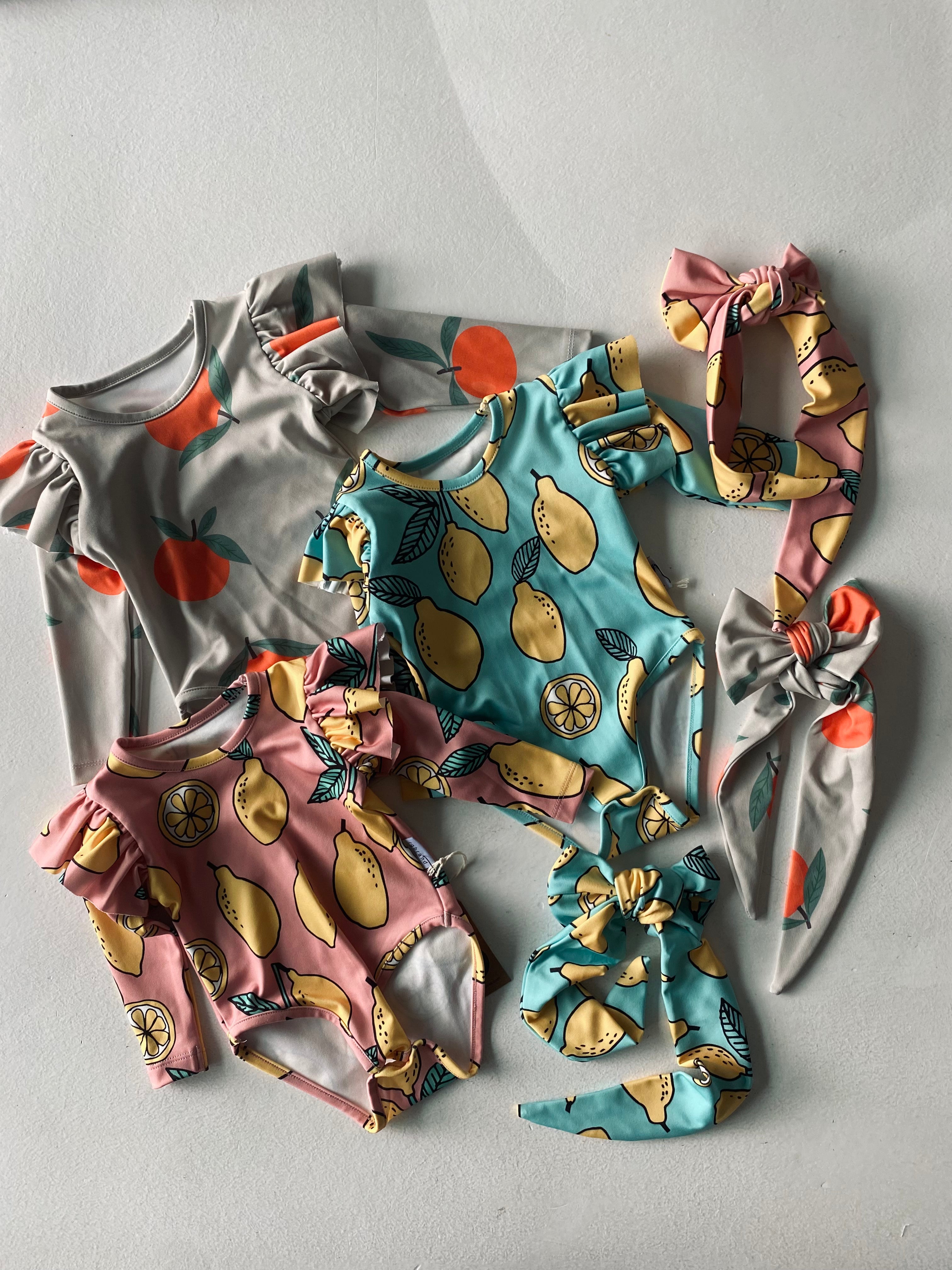 Baby Ruffled Long Sleeve Swimwear with Hair Clip - Perfect for Beach, Pool & Summer Photoshoots