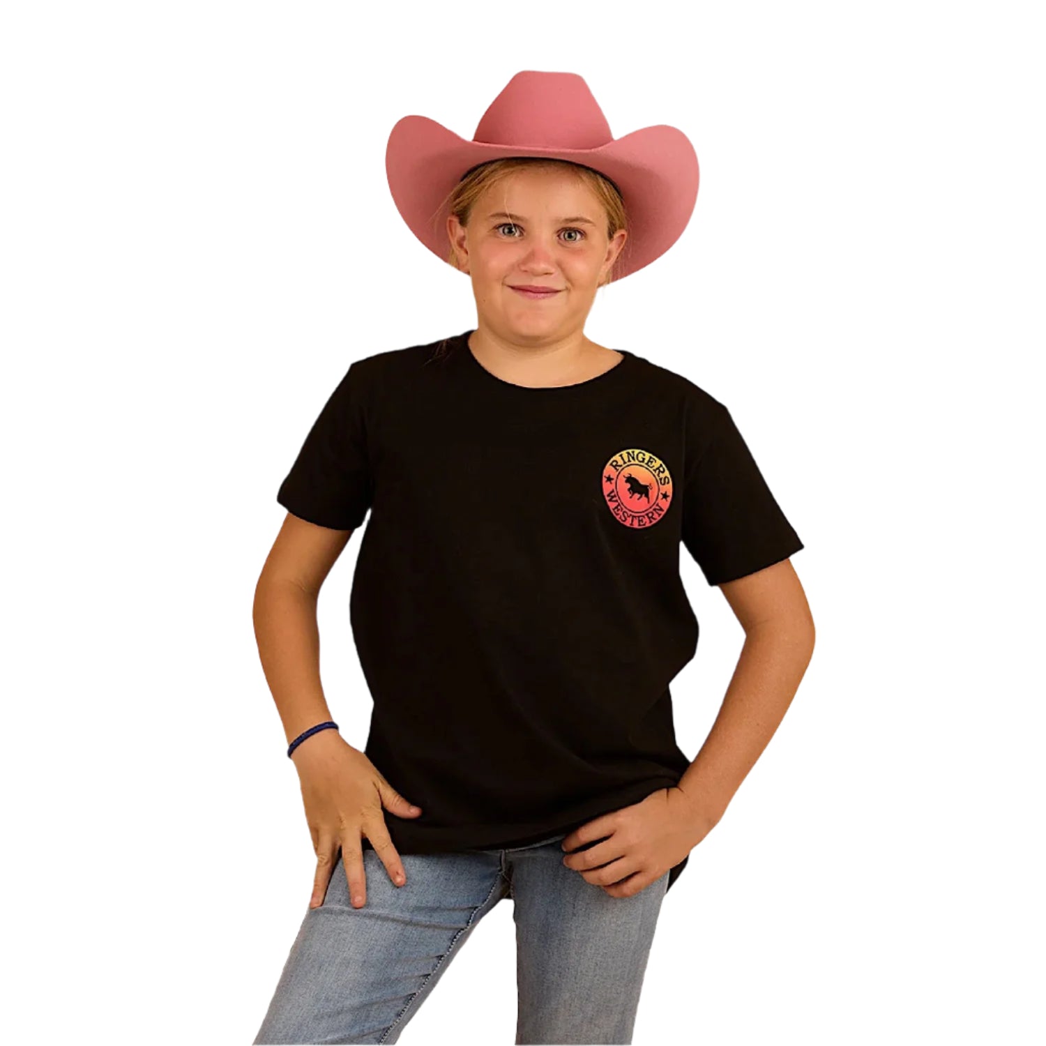 Ringers Western Kids Signature Bull Classic Fit T-Shirt - Black Fade | Soft Cotton Tee for Boys & Girls | Perfect for Rodeo, Western Wear & Casual Outfits