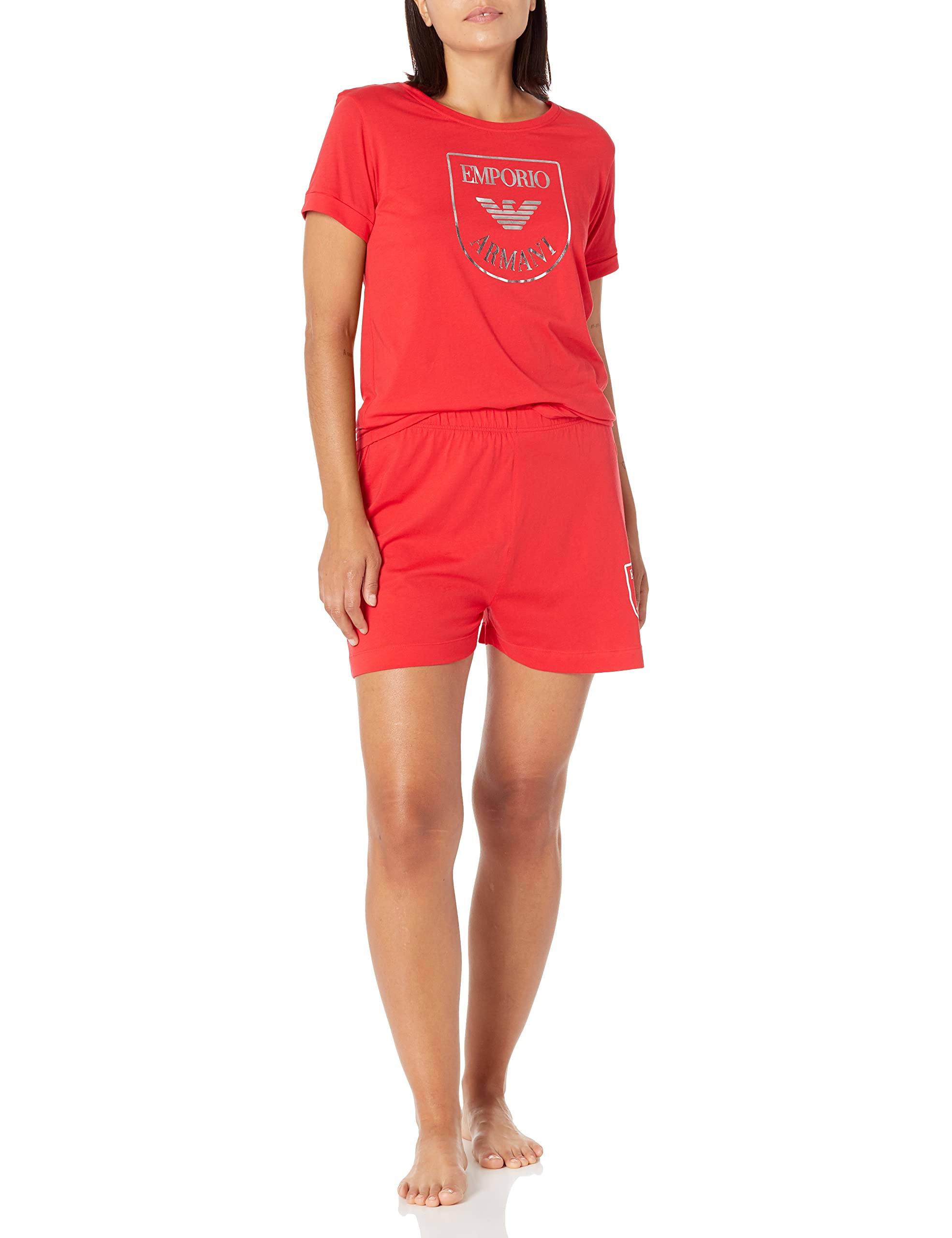 Emporio Armani Women's Logo Mania Pajama Set - Soft Cotton Sleepwear for Women - Lounge & Sleep Comfort - Perfect for Home Relaxation & Gift Giving
