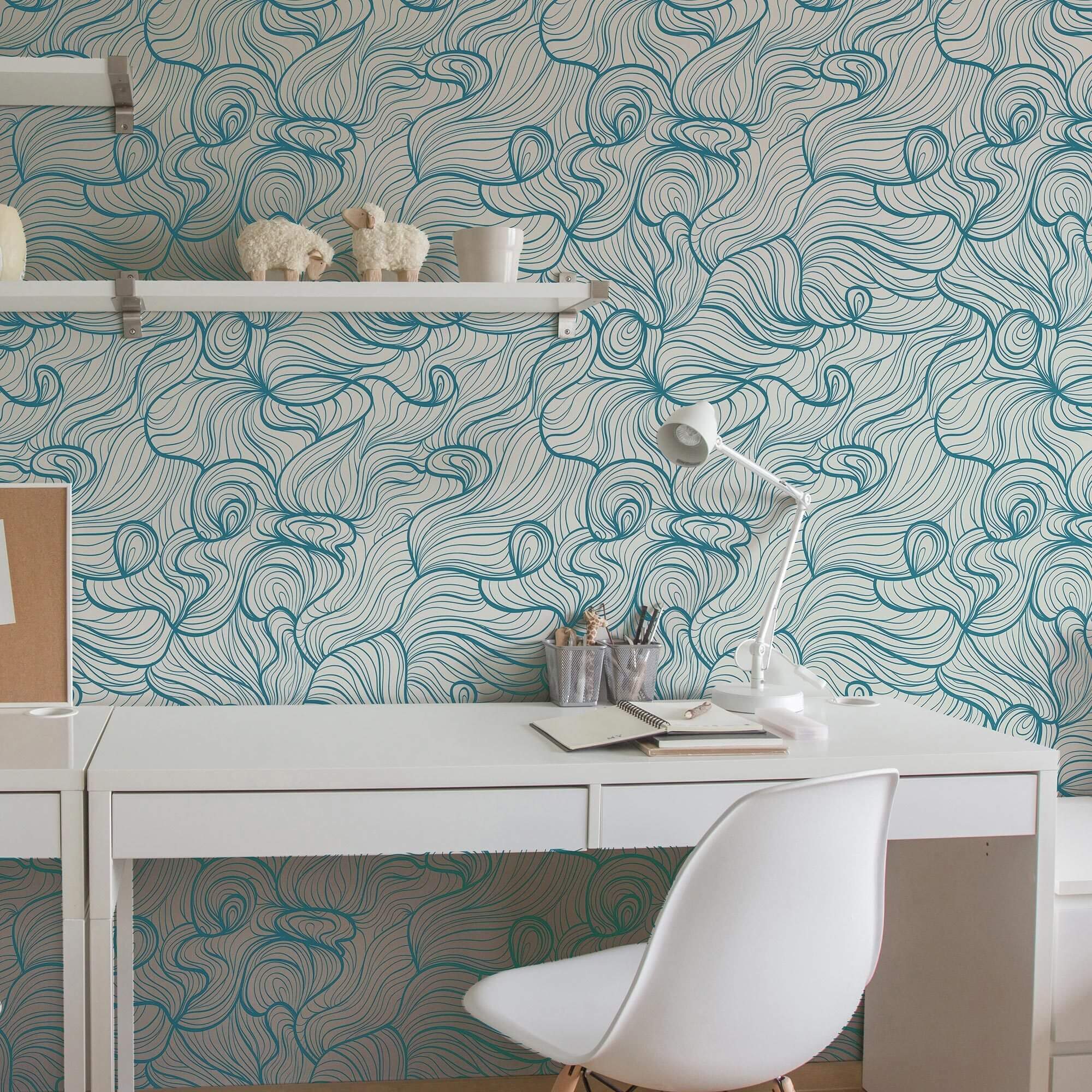 Blue Textured Peel and Stick Removable Wallpaper - Self-Adhesive Decorative Wall Covering for Bedroom, Living Room, Nursery & Office Decor