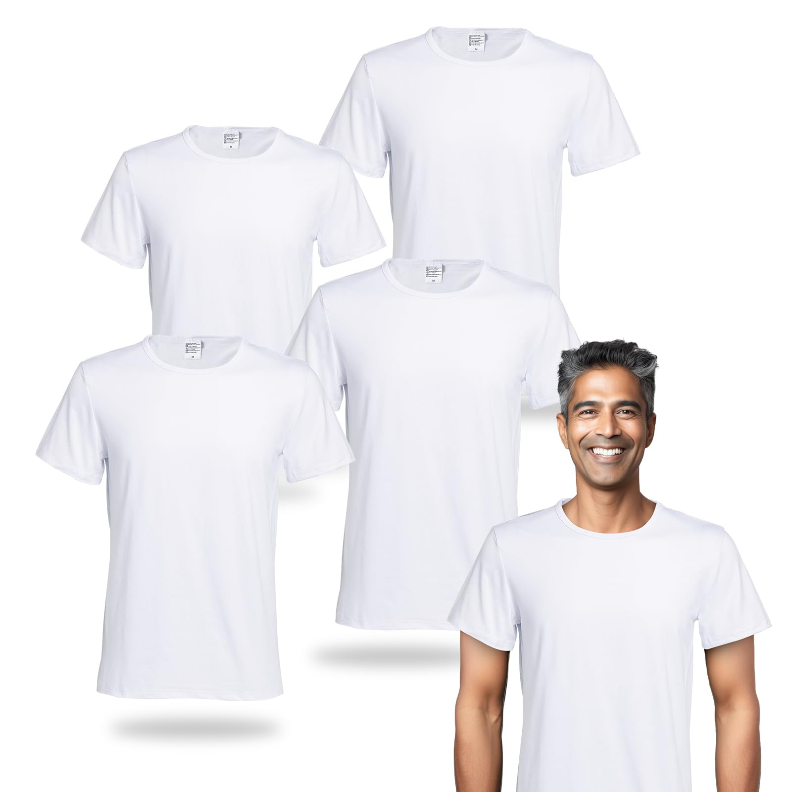 4 Pack White Polyester Sublimation T-Shirts for Heat Press - Unisex DIY Bulk T-Shirts for Custom Printing | Perfect for Personalized Gifts, Sports Teams & Craft Projects
