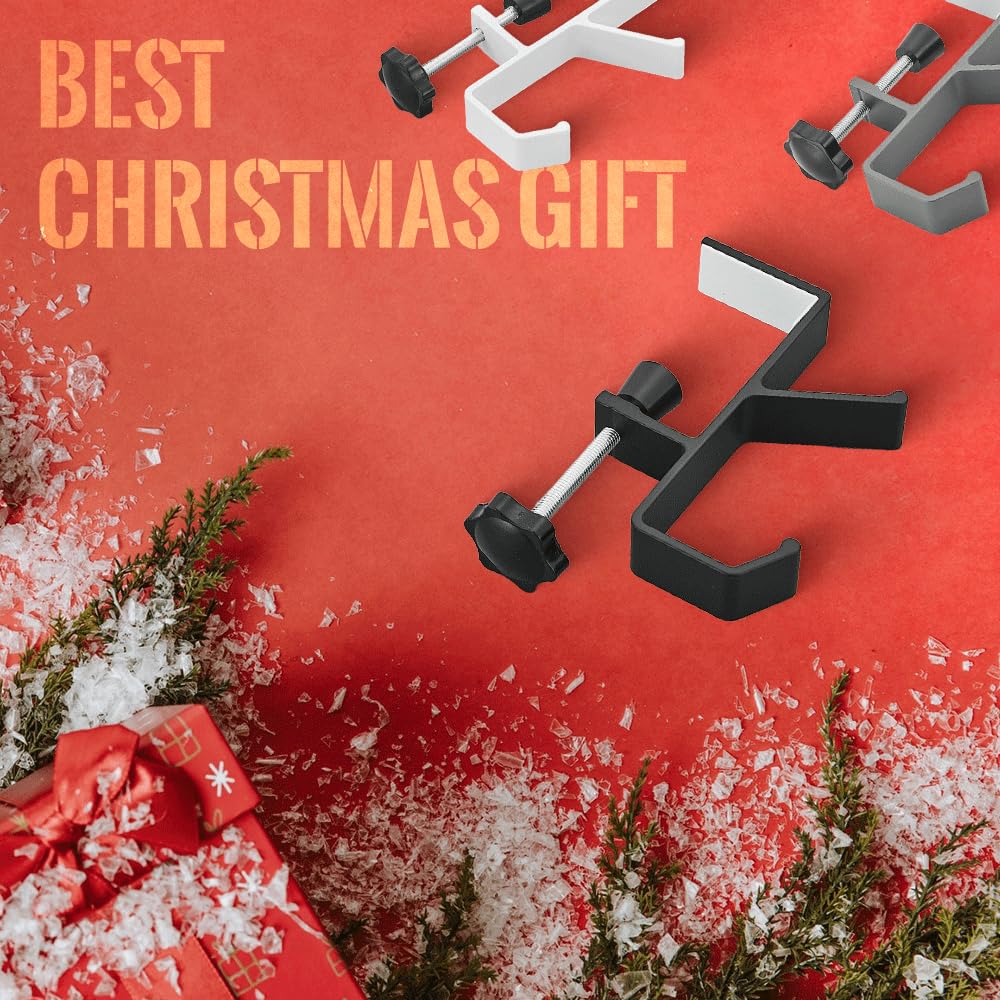 2 in 1 Adjustable Fireplace Stocking Hooks & Garland Hangers - Heavy Duty Mantel Holders for Christmas Decor (Black, 4PCS) - Perfect for Holiday Mantle Decorations, Fireplace Stocking Display, and Double Door Garland Hanging