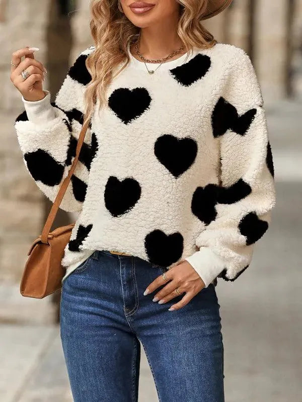 Cozy Plush Love Loose Fit Women's Sweatshirt - Soft Casual Pullover for Lounge, Travel & Everyday Wear