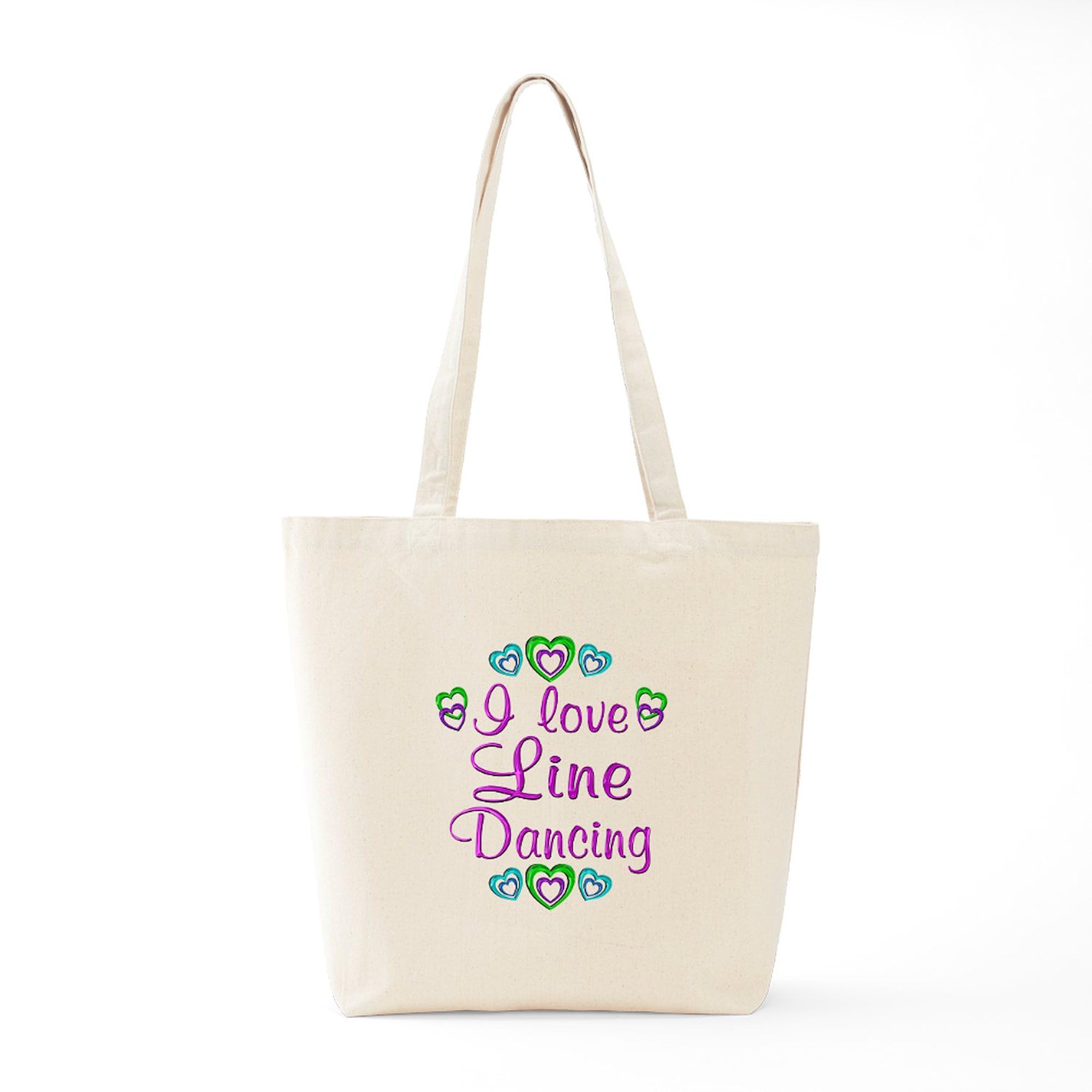 Love Line Dancing Tote Bag - Natural Canvas Reusable Shopping Bag for Groceries, Beach & Dance Classes | Eco-Friendly Cotton Tote with Long Handles