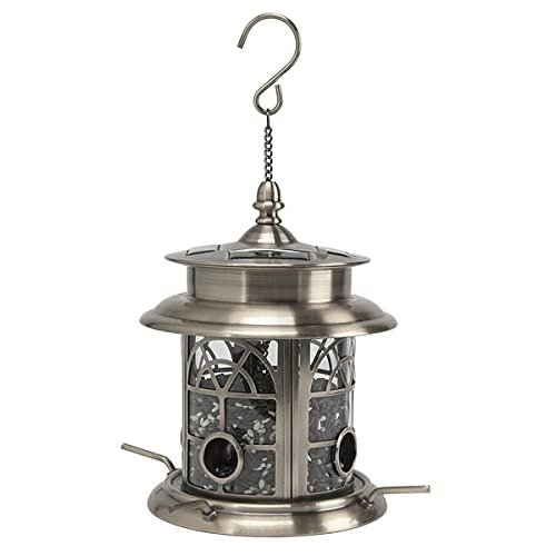 Sun-Ray Arch Inlay Solar Bird Feeder - Pewter (Pack of 2) | Eco-Friendly Garden Decor for Outdoor Bird Watching & Backyard Wildlife Attraction