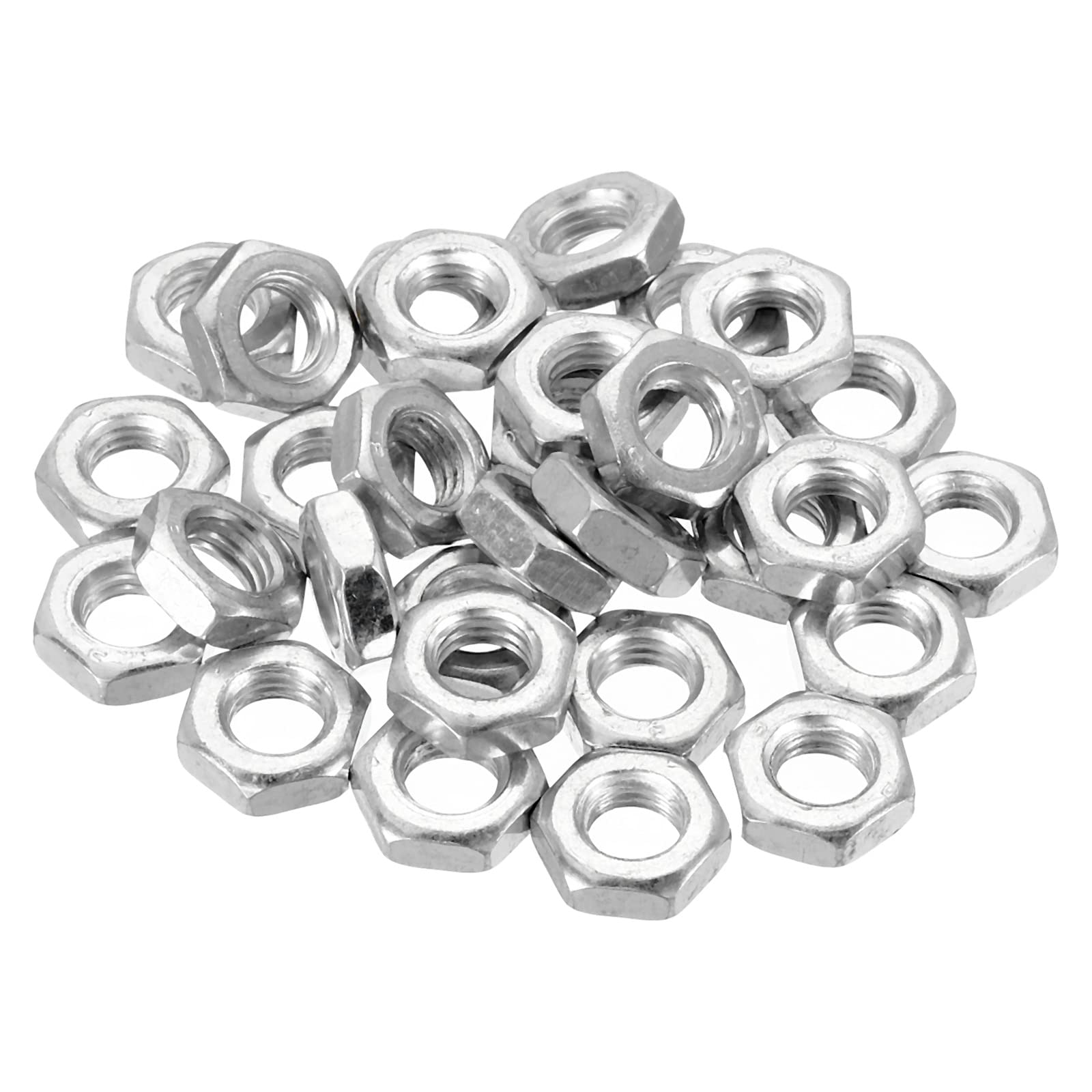 PATIKIL M7 x 1.0 Steel Hex Nuts - 30 Pack Metric Thread Zinc Plated Fasteners (4mm Height) - Perfect for Automotive, Machinery & DIY Projects