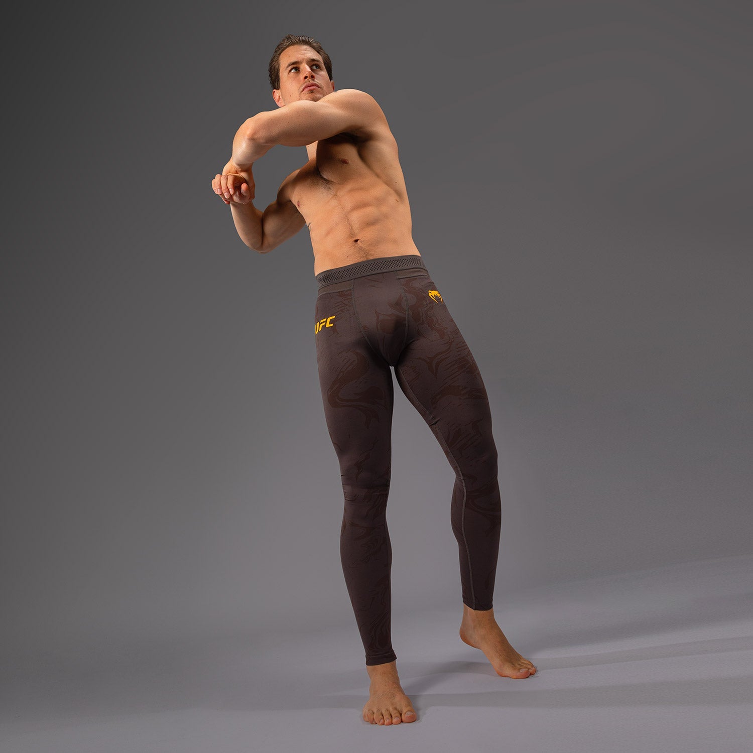 Venum UFC Fusion Fight Week Men's Performance Tight - Earthen Brown - MMA Training & Workout Compression Pants for Fighters & Athletes