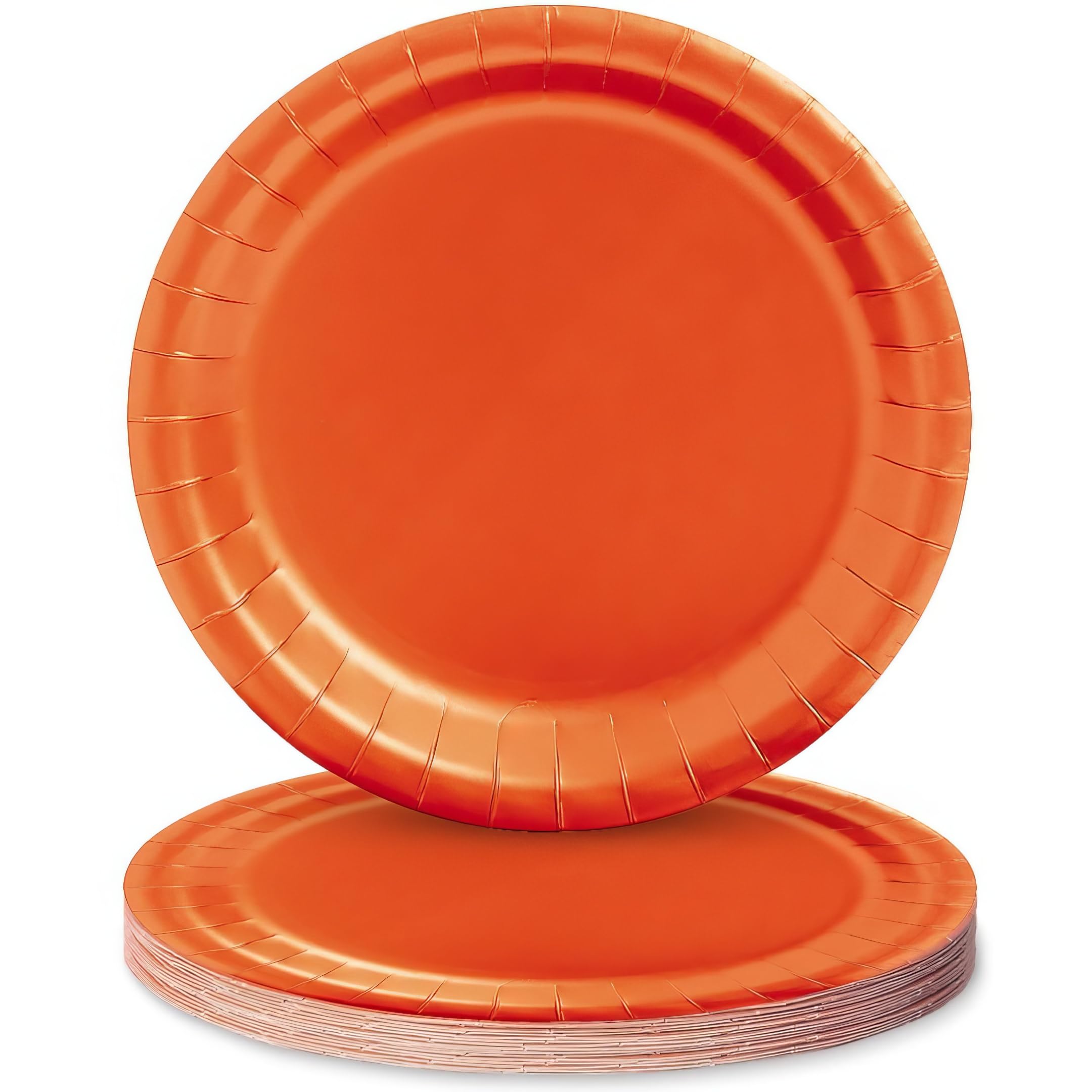 Fun Express 7 Inch Orange Disposable Paper Dessert Plates - 24 Pack Eco-Friendly Party Tableware for Birthday, Wedding, Baby Shower & Holiday Celebrations - Perfect for Cake Serving, Snack Time and Festive Gatherings