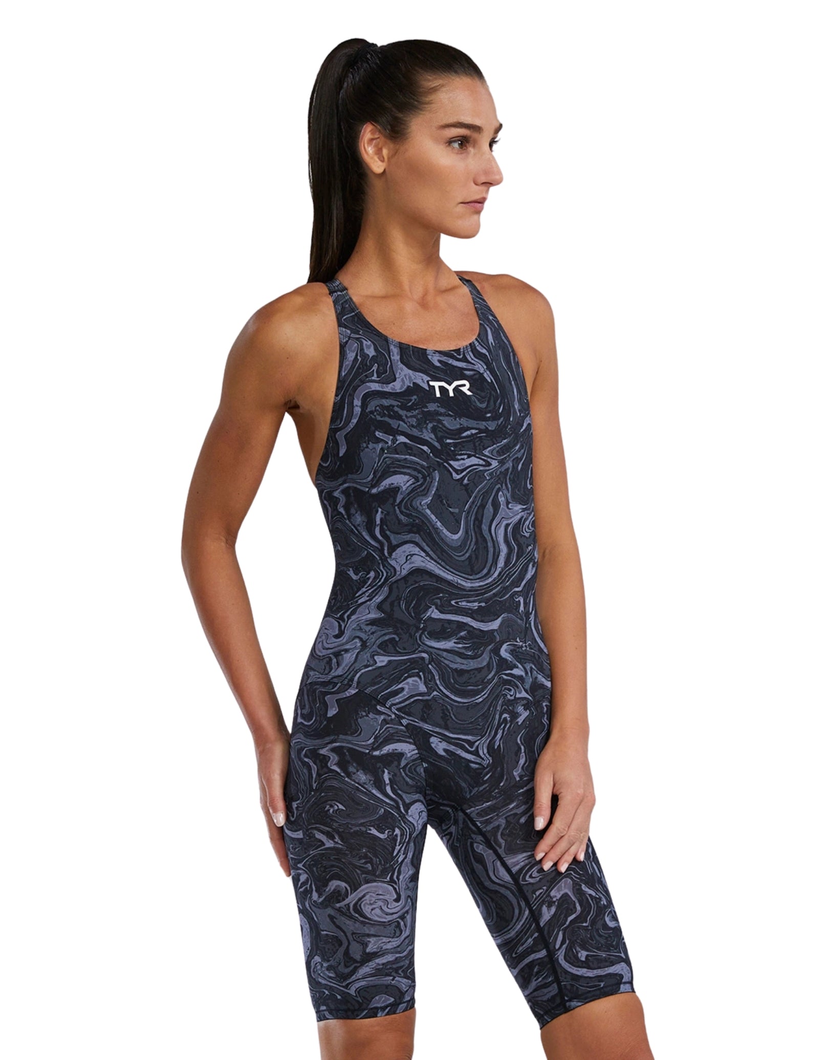 Thresher Hyperblitz Open Back Kneeskin Limited Edition Titanium Black - High-Performance Swimwear for Competitive Swimming & Training