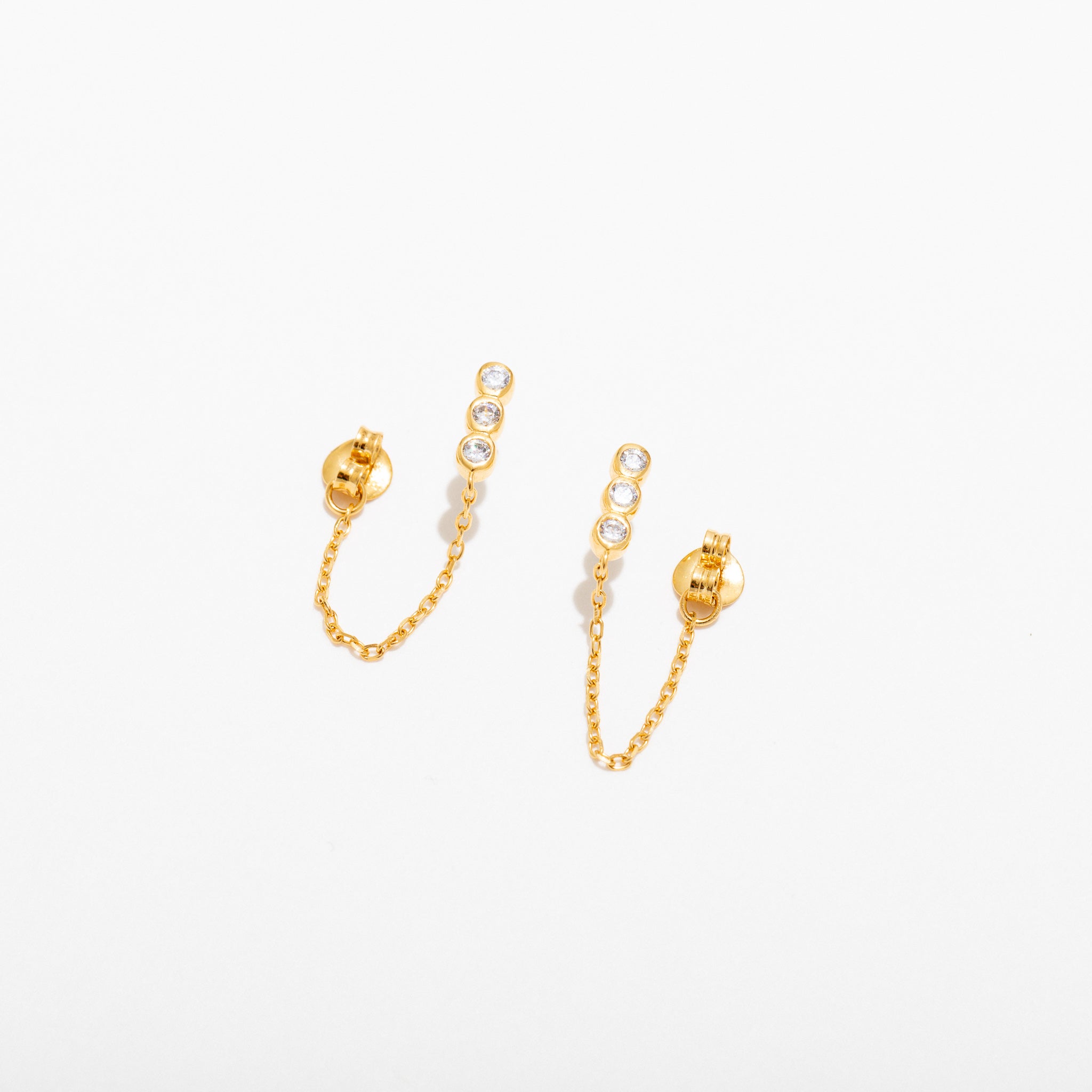 Liza Chain Stud Earrings for Women - Trendy Gold Plated Hoop Earrings with CZ Stones | Perfect for Parties, Weddings & Everyday Wear