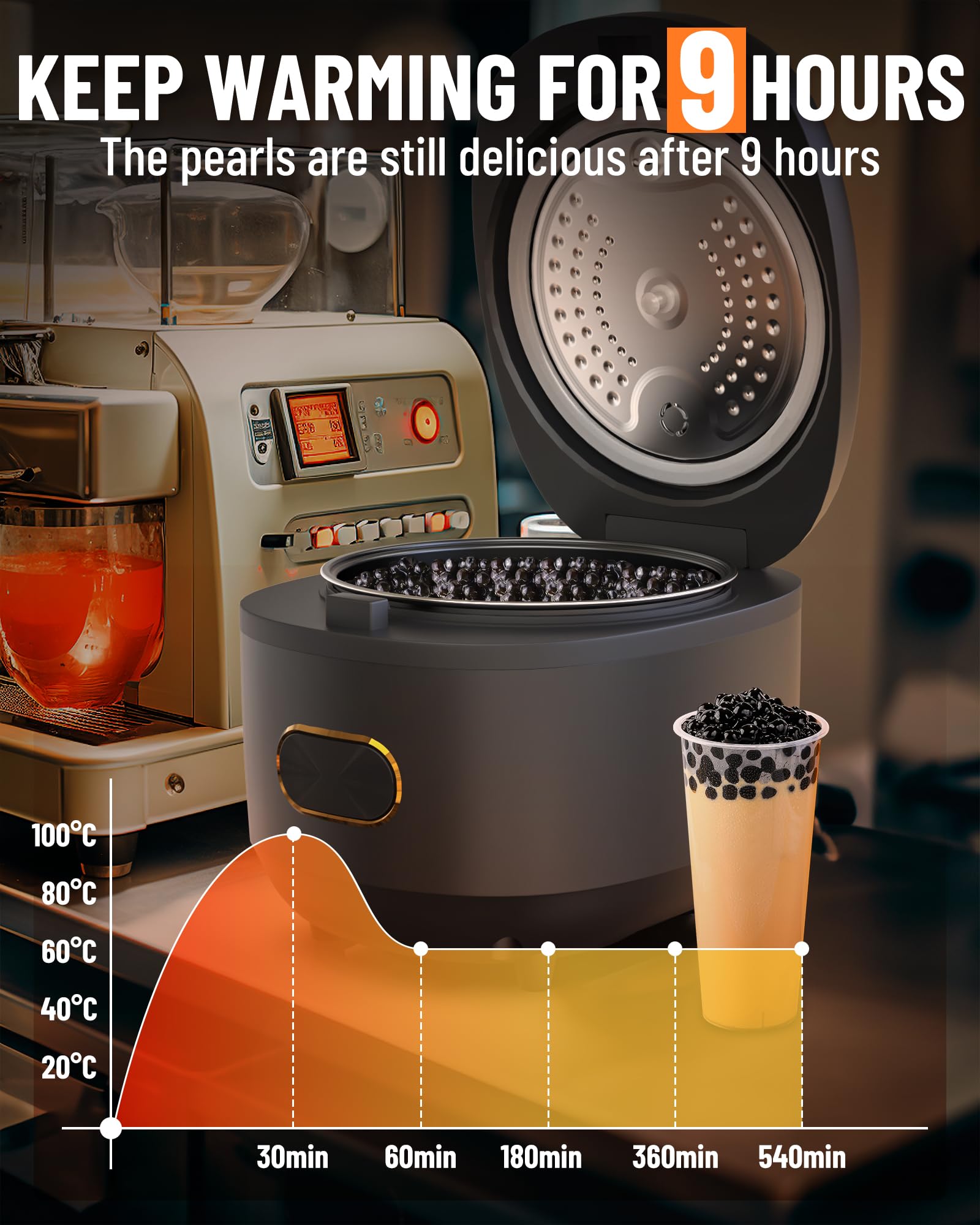 WantJoin Commercial Boba Maker Machine - Automatic Bubble Tea Pearl Cooker for Tapioca Pearls, 110V - Perfect for Restaurants, Milk Tea Shops, Dessert Stores & Lounge Bars - Make Fresh Boba for Bubble Tea, Milk Tea & Dessert Toppings