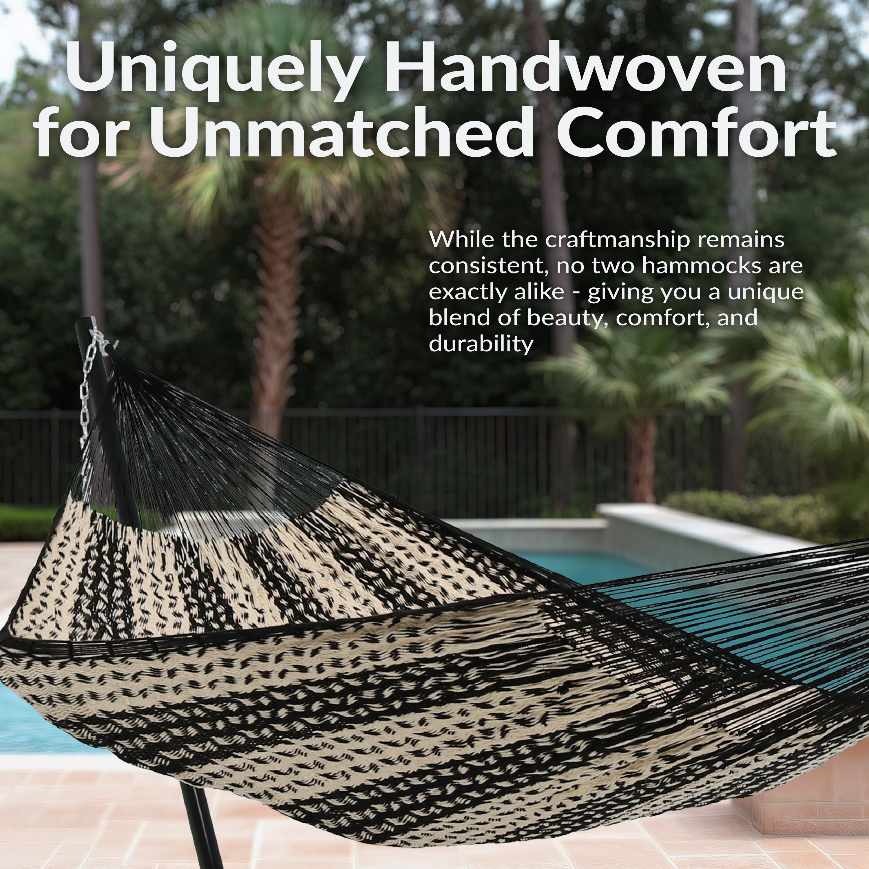 Sunnydaze Family Size Handwoven Thick Cord Mayan Hammock - Durable & Comfortable Outdoor Hammock for Backyard, Patio, Beach, and Camping