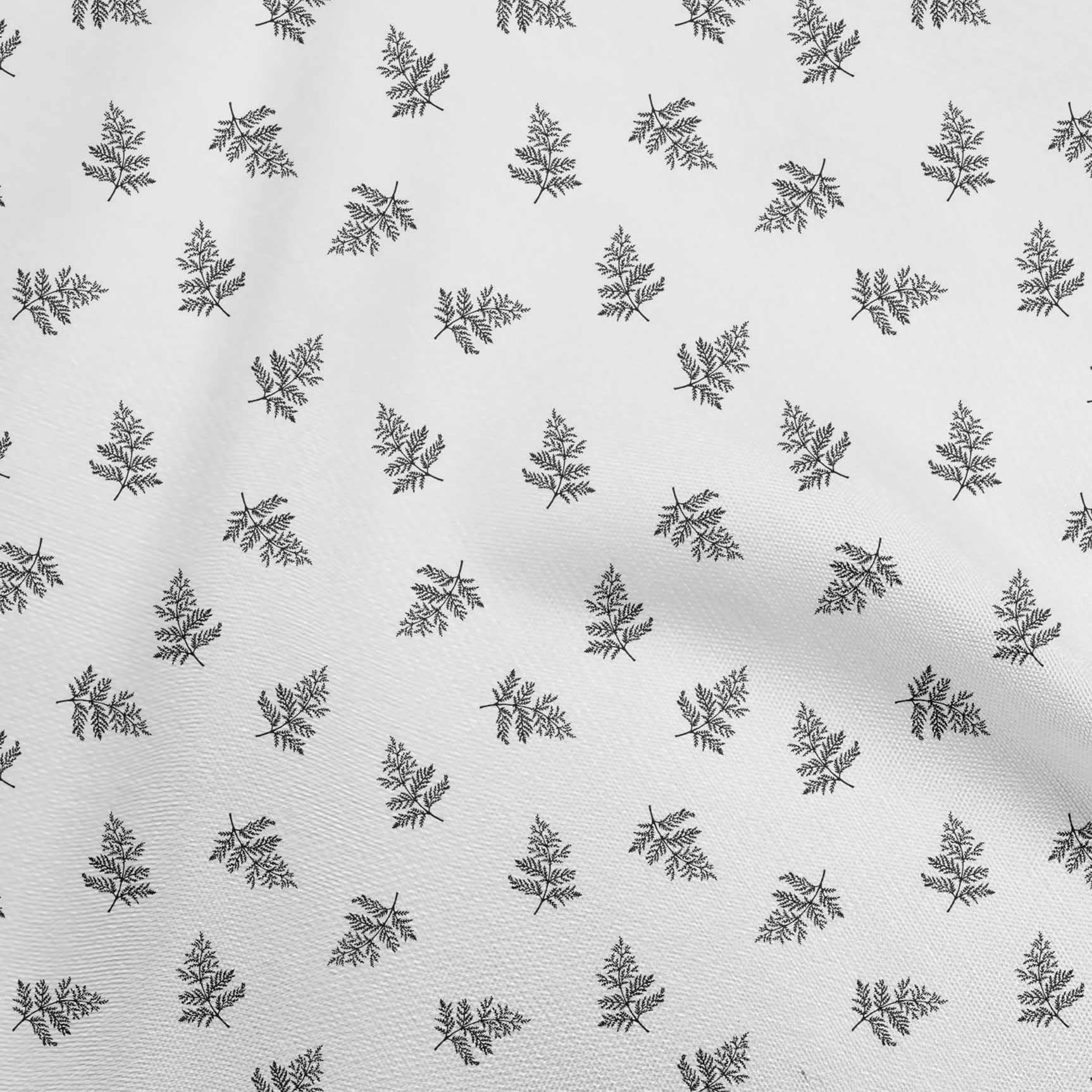 oneOone Cotton Poplin White Fabric with Fern Leaves Print - 42 Inch Wide Sewing Material by The Yard for DIY Clothing, Dresses, Curtains & Home Decor Projects