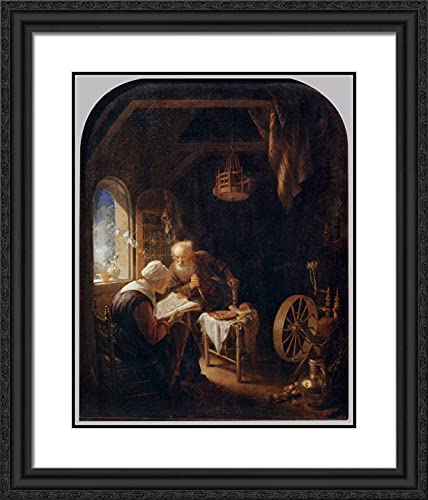 Black Ornate Wood Frame with Double Matting