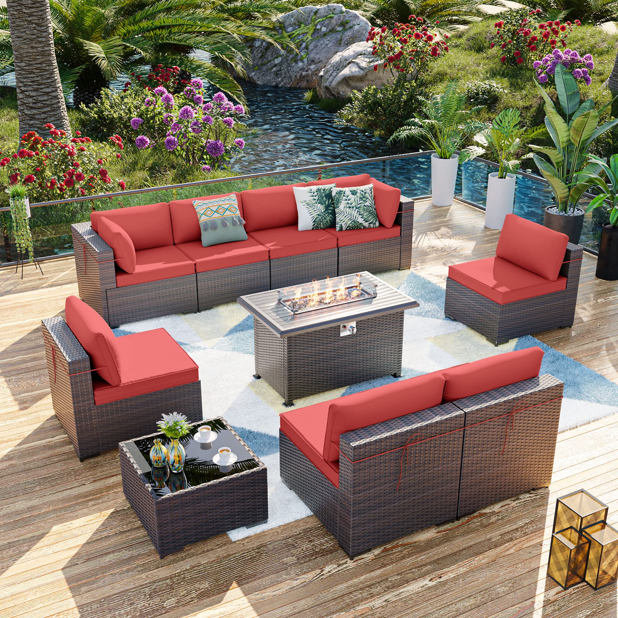 10-Piece Outdoor Patio Furniture Set with 43