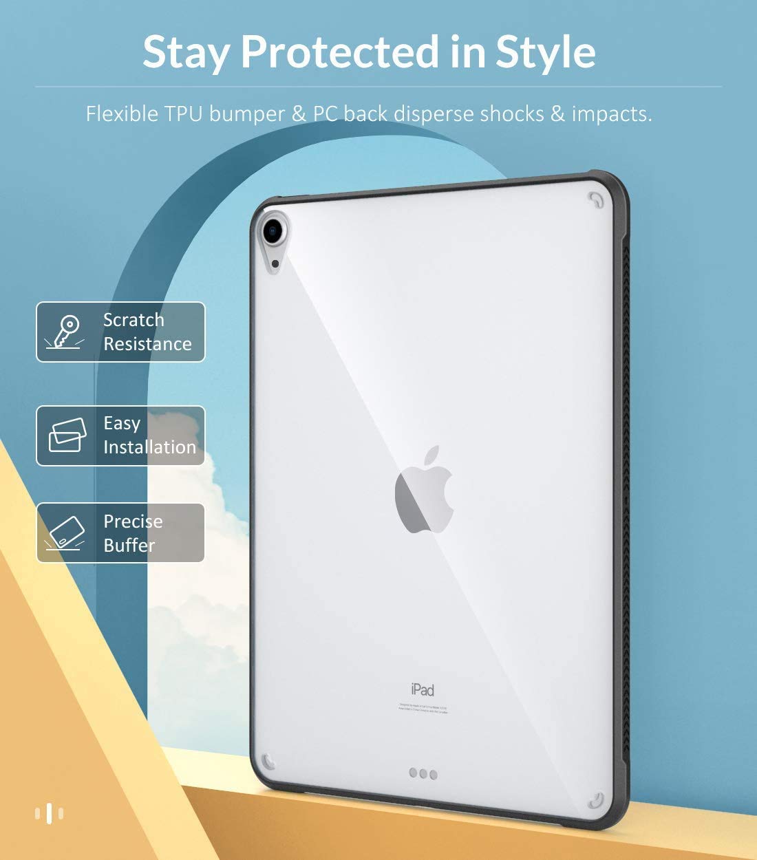 SaharaCase Shockproof Rugged Protective Case for Apple iPad Air 10.9-inch (4th & 5th Gen) & iPad Air 11-inch M2 - Anti-Slip Grip Slim Fit Clear Black Cover | Perfect for Work, Travel & Outdoor Use