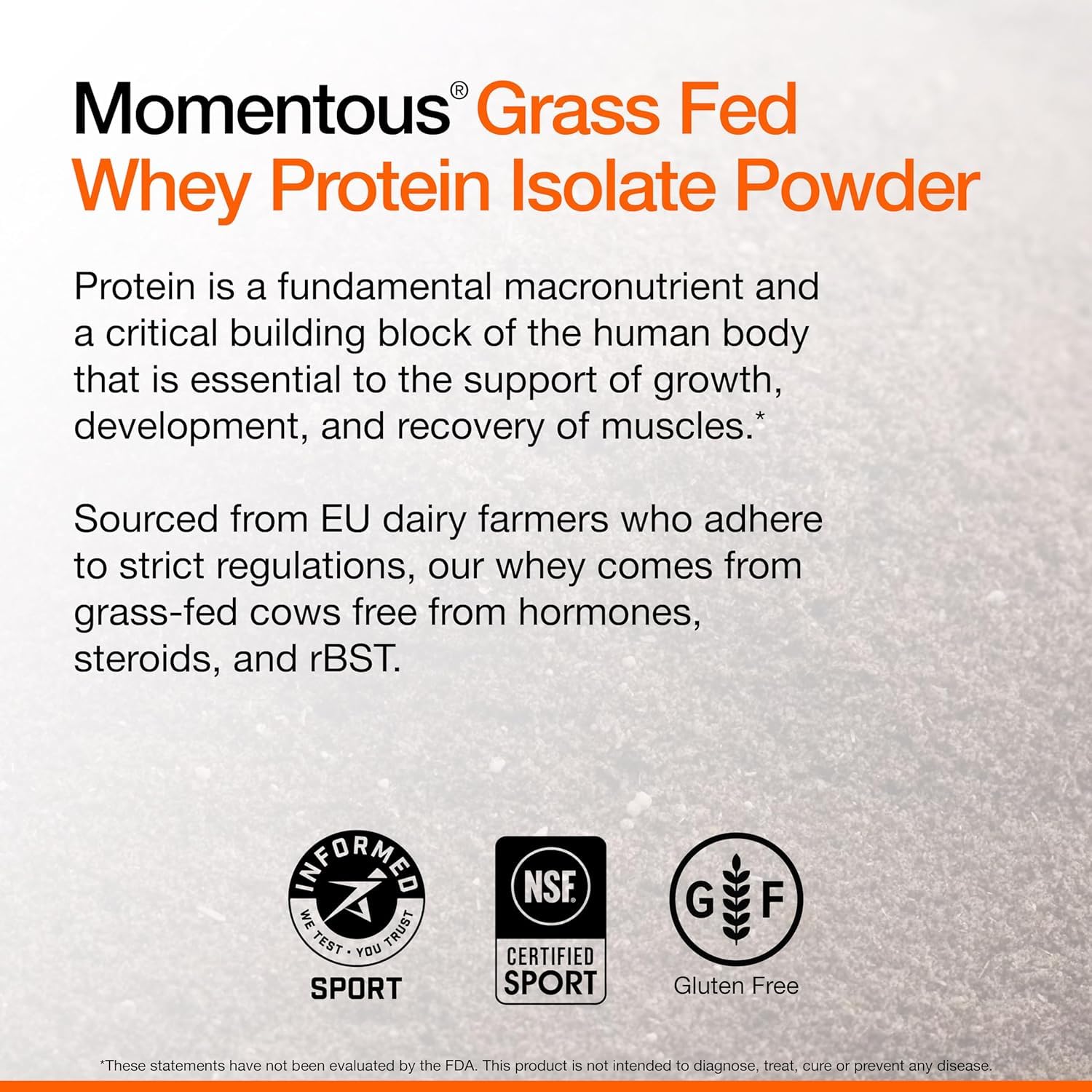 Momentous Essential Grass-Fed Whey Protein Powder - 20g Whey Isolate Protein per Serving - NSF Certified, Gluten-Free, 24 Servings - Vanilla Flavor (Package May Vary) | Post-Workout Recovery & Muscle Building Supplement for Athletes & Fitness Enthusiasts