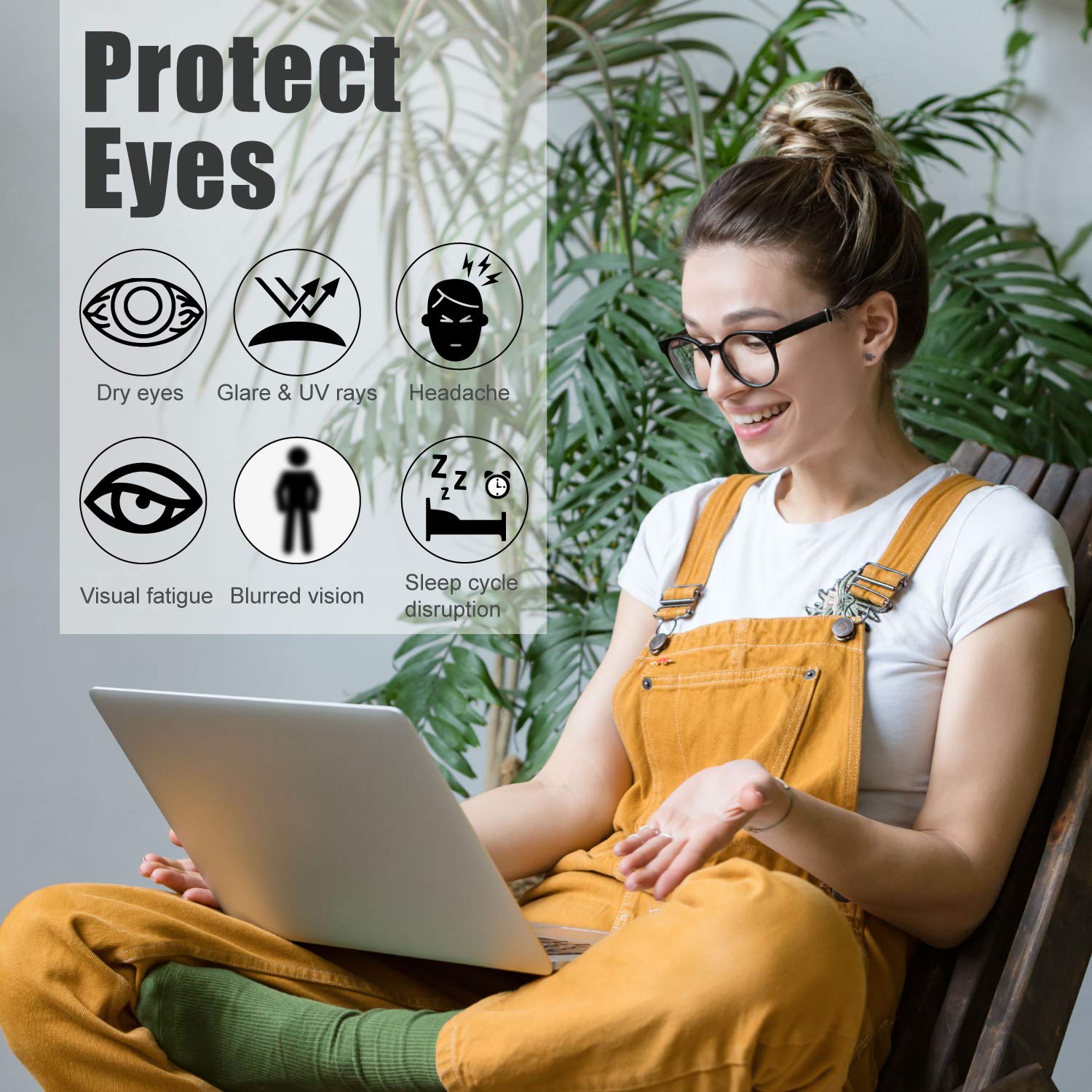 Blue Light Blocking Glasses for Men & Women - Rectangle Frame Computer Gaming Glasses with Anti Blue Ray Technology (B2302 Demi) - Reduce Eye Strain for Work, Gaming & Screen Time