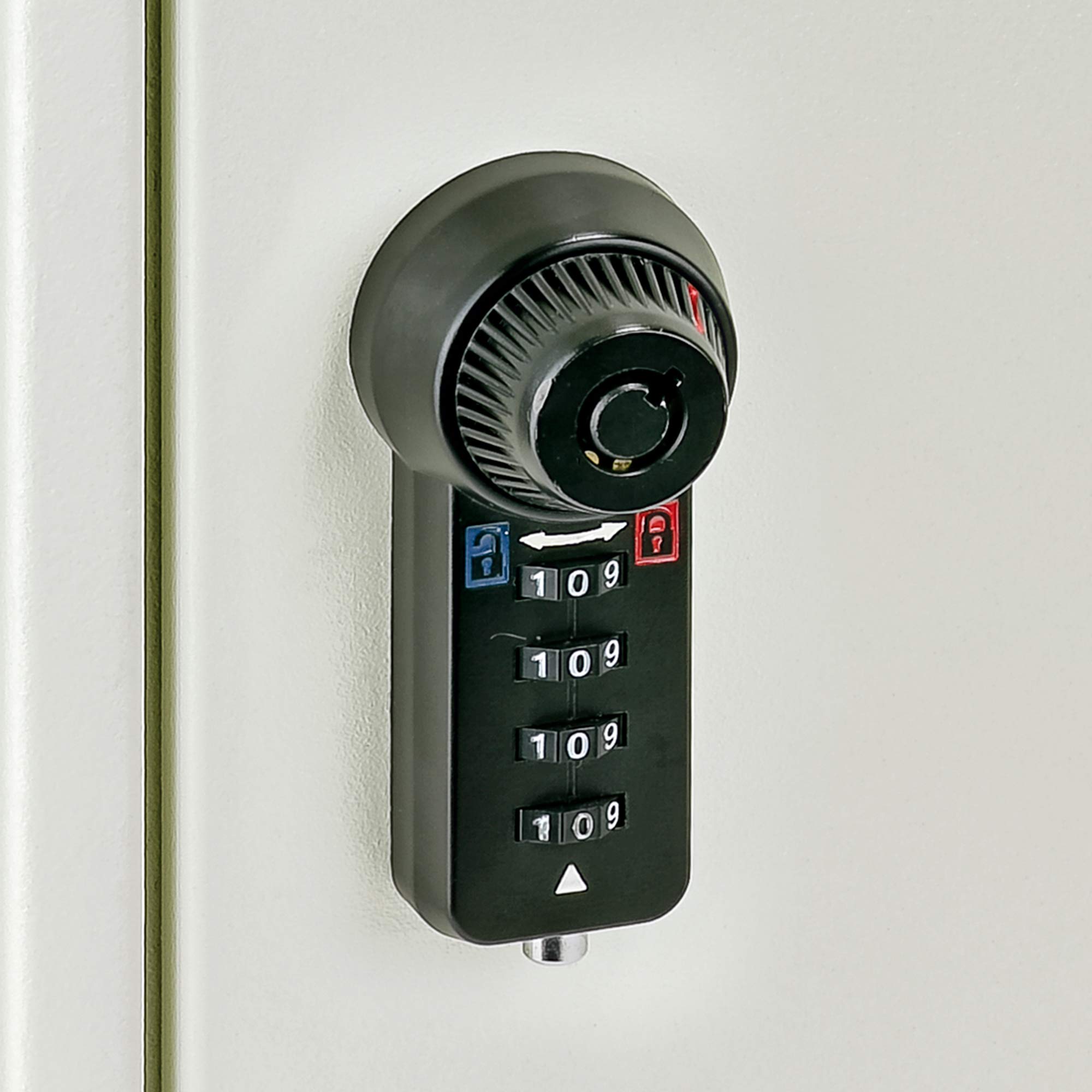 Mail Boss 8153 Key Boss - Heavy Duty Commercial Grade Steel High Security Adjustable Key Cabinet - 105 Position Key Organizer with Combination Lock - Secure Drop Box for Offices, Hotels & Property Management (Cream White)