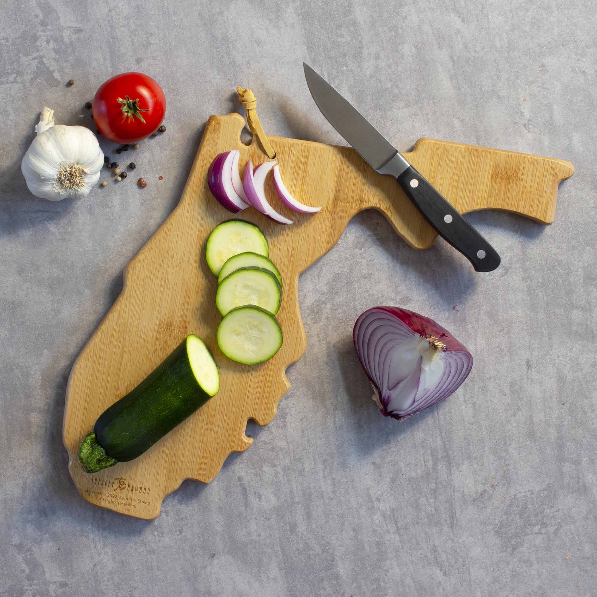 Florida Handcrafted Wooden Cutting Board with Summer Stokes Artwork - Perfect for Kitchen Prep, Charcuterie Boards & Home Decor Gifts