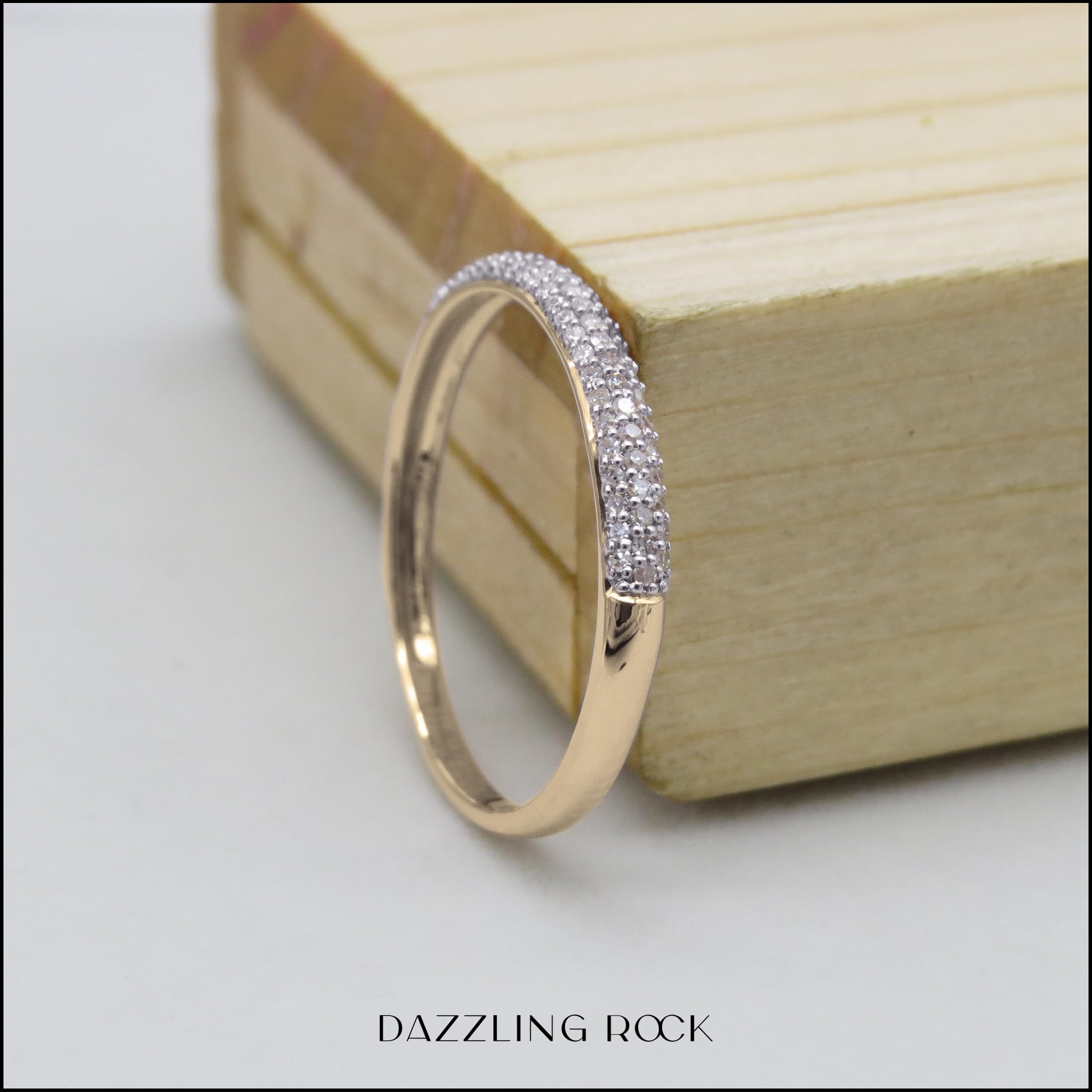0.16 Cttw 10K Solid Gold Round White Diamond Women's Stackable Wedding Band Ring - Perfect for Bridal, Anniversary, and Everyday Elegance