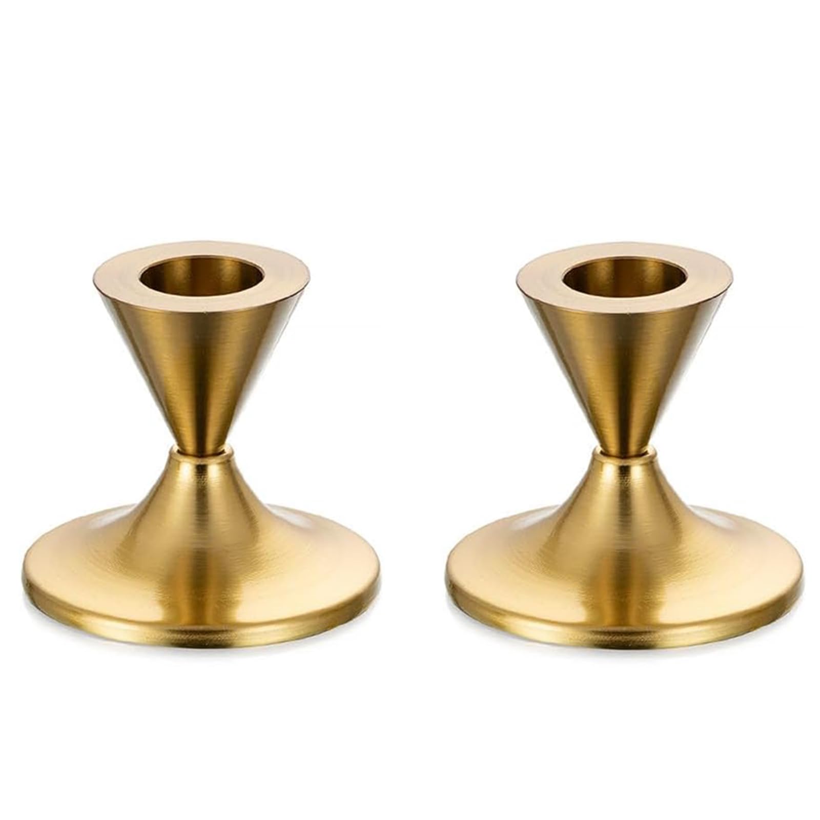 Romadedi 2-Piece Gold Brass Candlestick Holders for Taper Candles - Elegant Table Centerpiece for Weddings, Christmas Mantel Decor & Home Decoration - Perfect for Dining Tables, Fireplace Displays & Holiday Celebrations