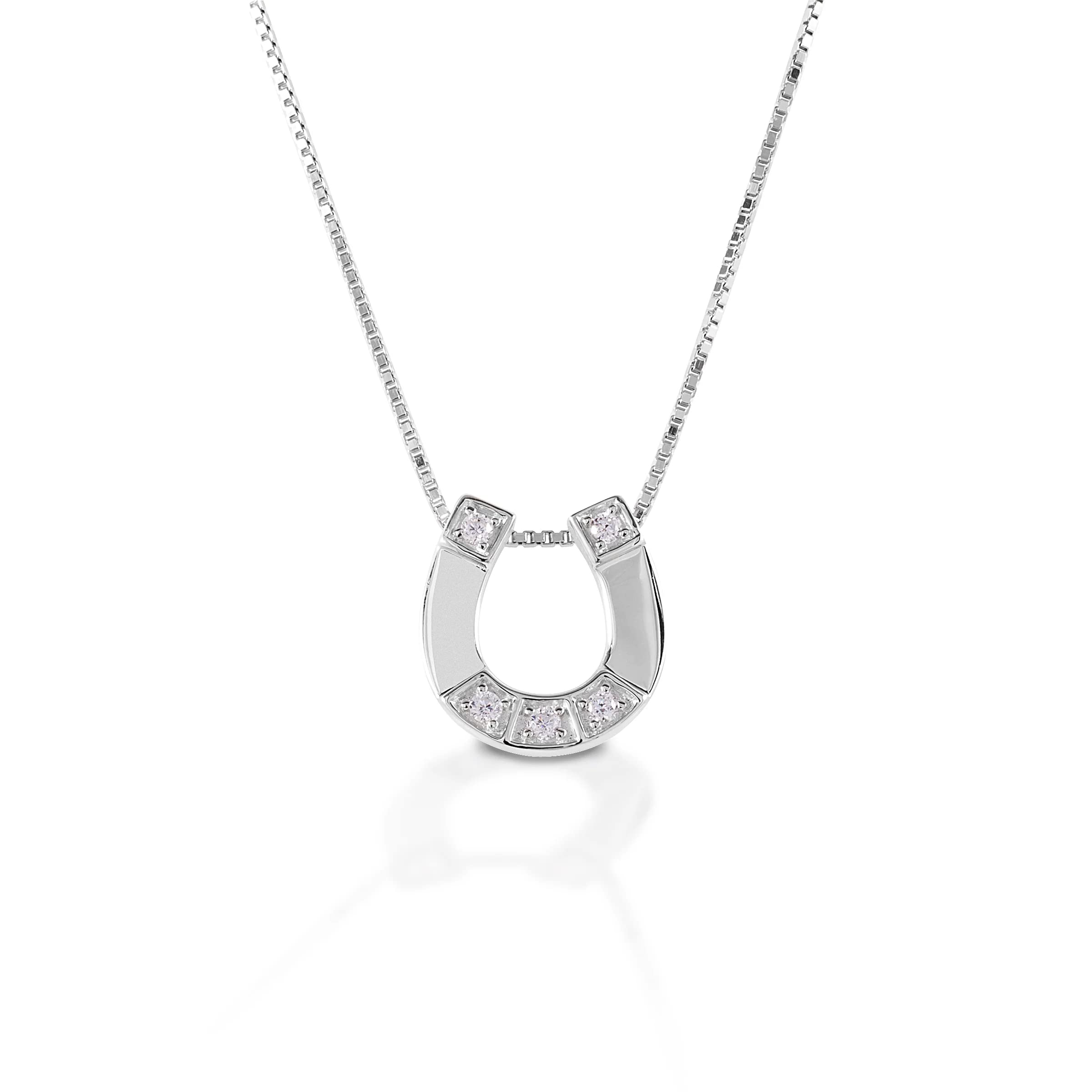 Sterling Silver Horseshoe Necklace with Cubic Zirconia Stones | Western Jewelry for Women | Adjustable Chain | Gift for Horse Lovers | Perfect for Cowgirl Outfits, Western Weddings & Equestrian Events