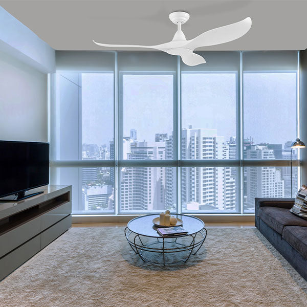 Eglo Noosa 52 Inch 132cm DC Ceiling Fan with Remote Control - White - Energy Efficient Quiet Operation for Bedroom, Living Room & Office