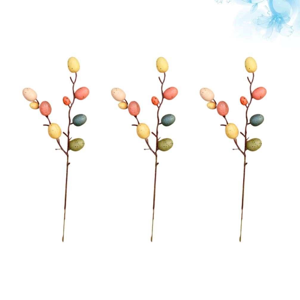 Holibanna 3-Piece Easter Egg Tree Branches - Floral Arrangement Decor with Hand-Painted Foam Eggs for Spring Party, Home & Living Room - Perfect for Easter Decorations, Table Centerpieces, and Seasonal Home Styling