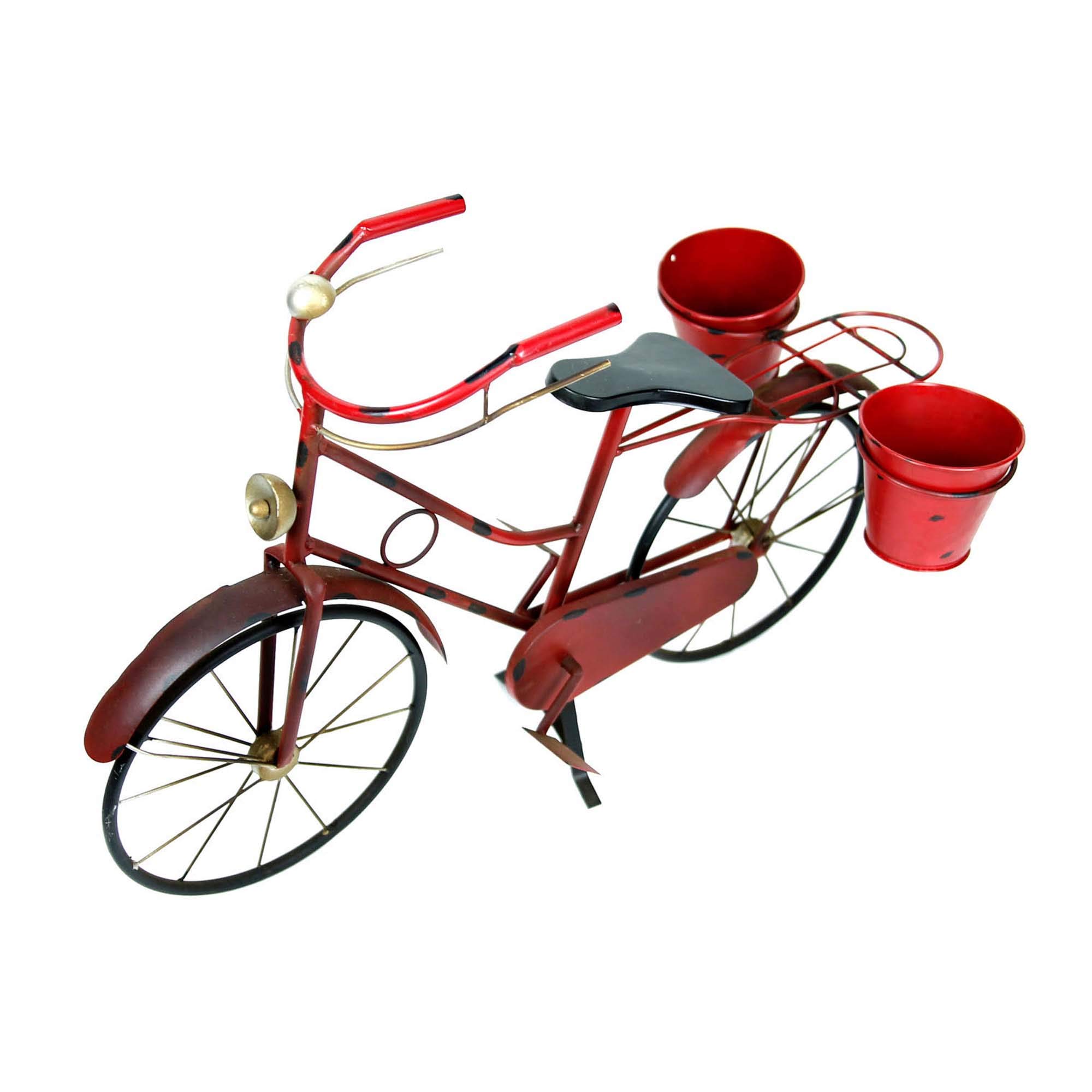 Sturdy Red Bicycle Double Metal Plant Holder - Perfect for Indoor & Outdoor Garden Decor, Balcony, Patio, and Wall Mounted Flower Pots
