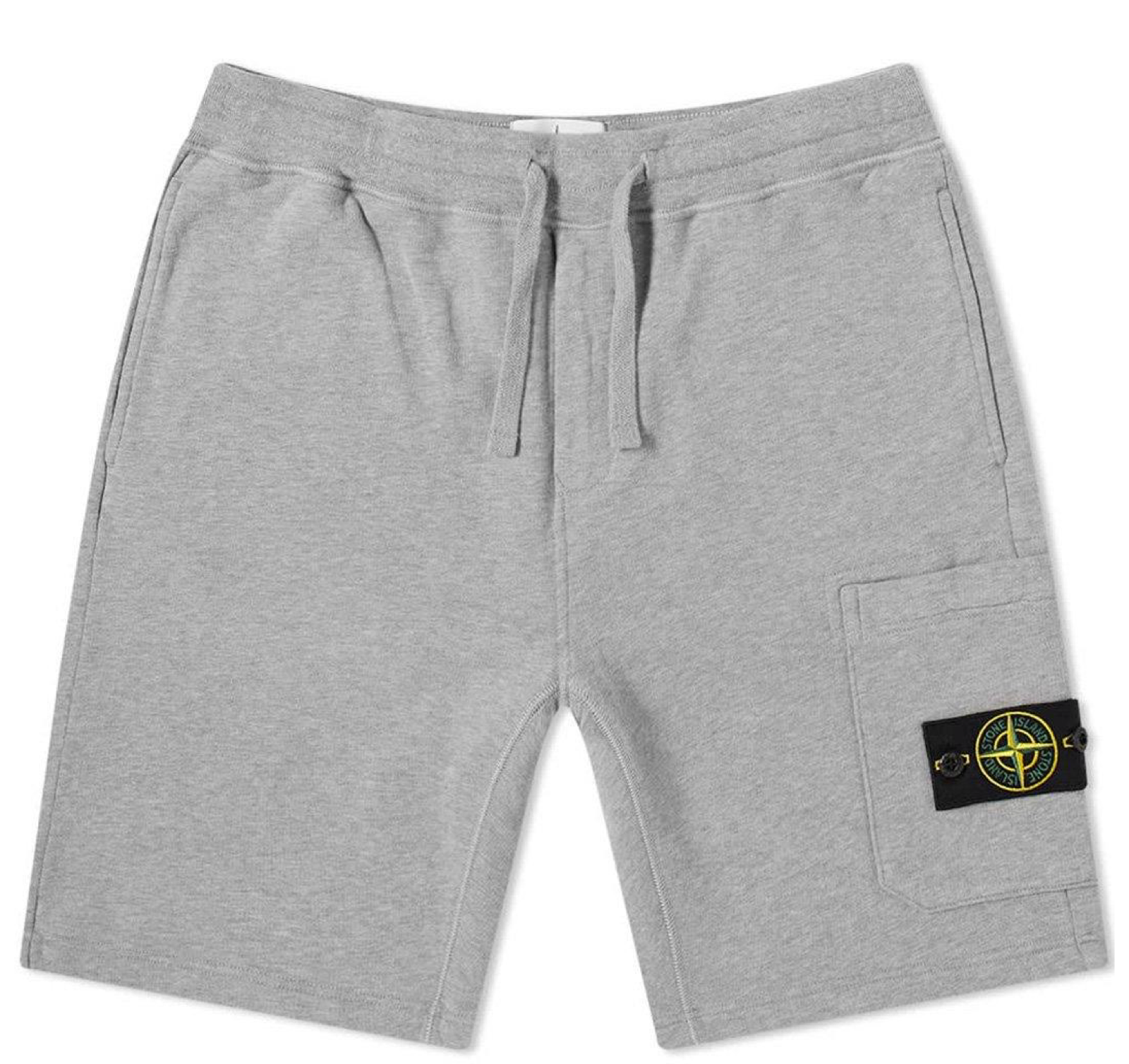 Stone Island Grey Cotton Sweatshorts for Men - Comfortable Casual Shorts with Elastic Waistband | Perfect for Gym, Running, Beach & Summer Outfits