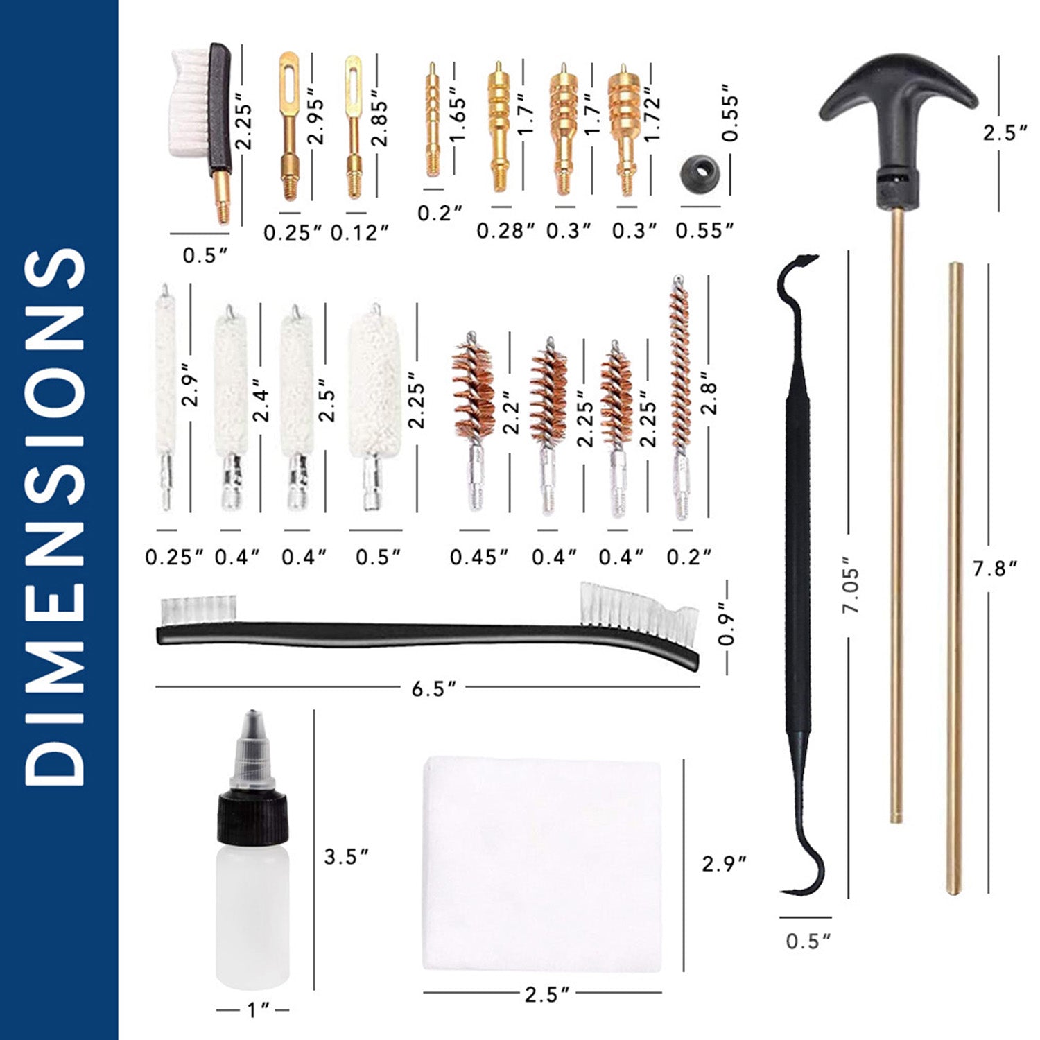 Premium Gun Cleaning Kit for .22, .38, .40, .45 & .30 Caliber - Bronze Brush, Mop Brush, Brass Jags & Rods for Rifle & Pistol Maintenance - Includes Durable Travel Case - Perfect for Hunting, Range Practice & Firearm Care